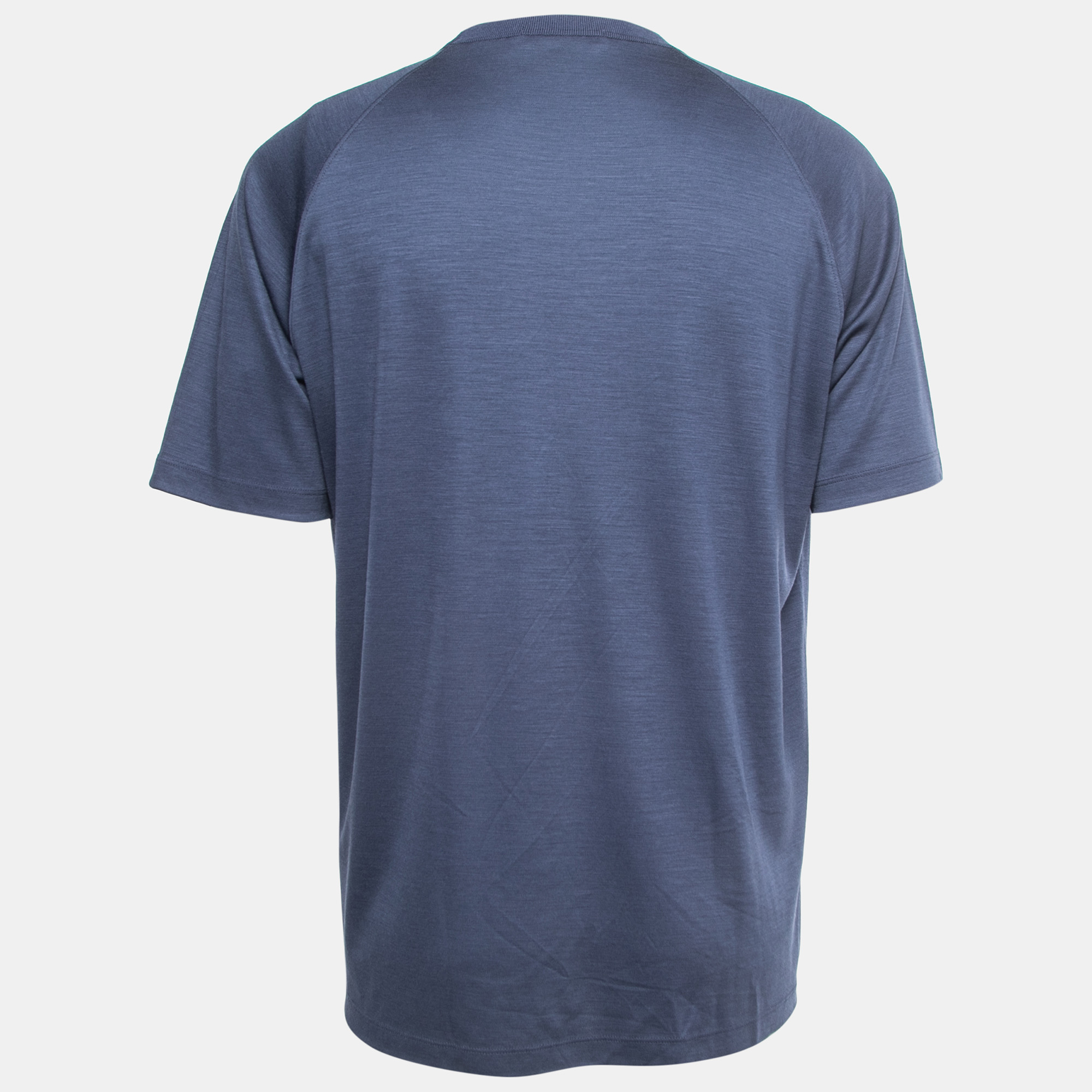 

Ermenegildo Zegna Navy Blue Wool High Performance Crew Neck T-Shirt