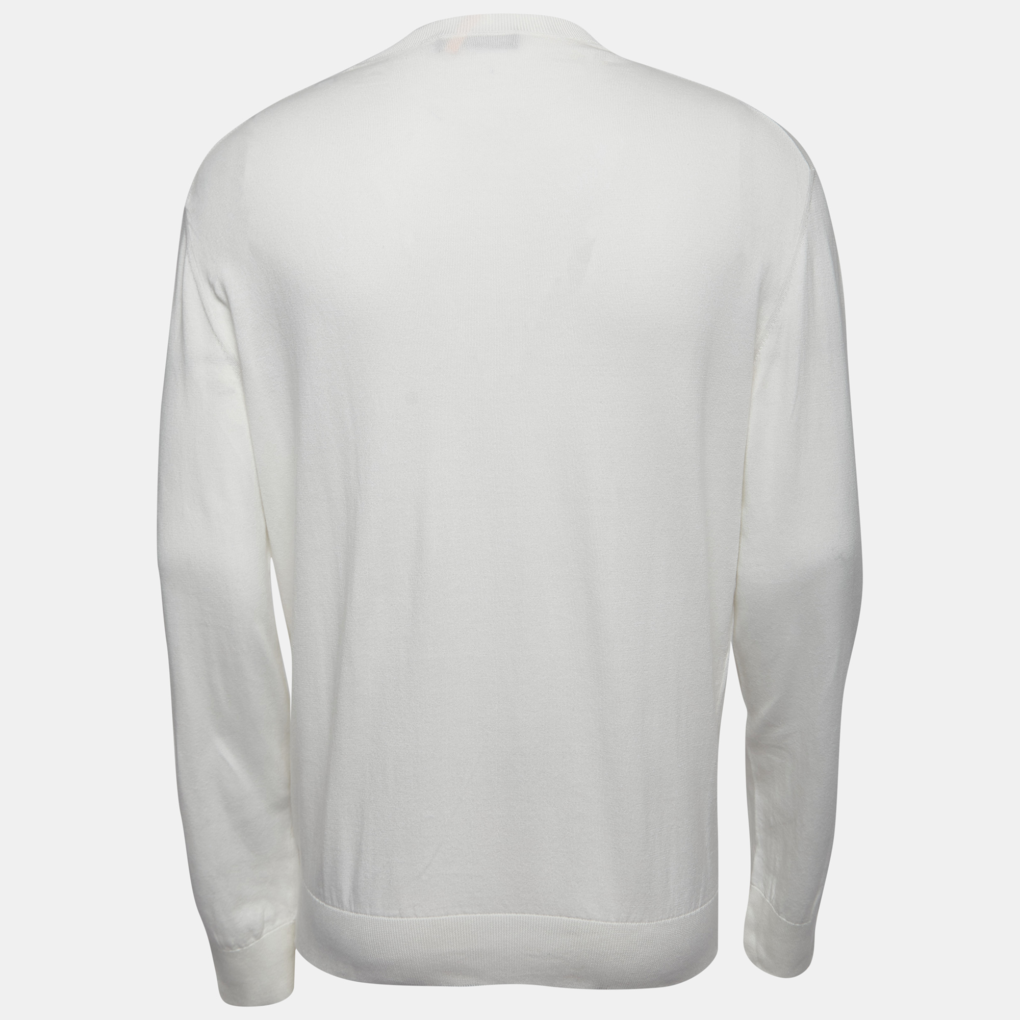 

Ermenegildo Zegna Off White Cotton Crew Neck Sweater