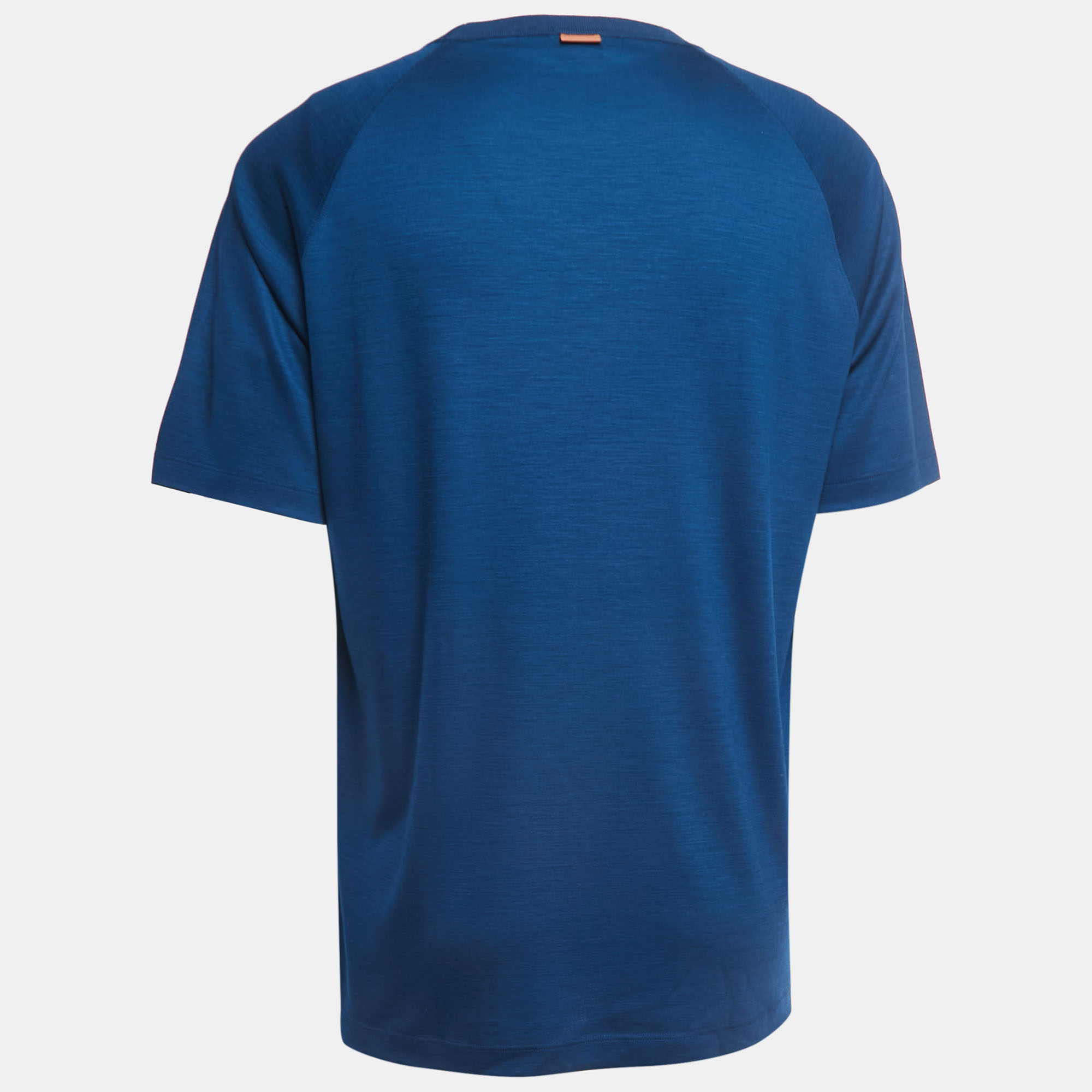 

Zegna Teal Blue Wool Crew Neck Half Sleeve T-Shirt