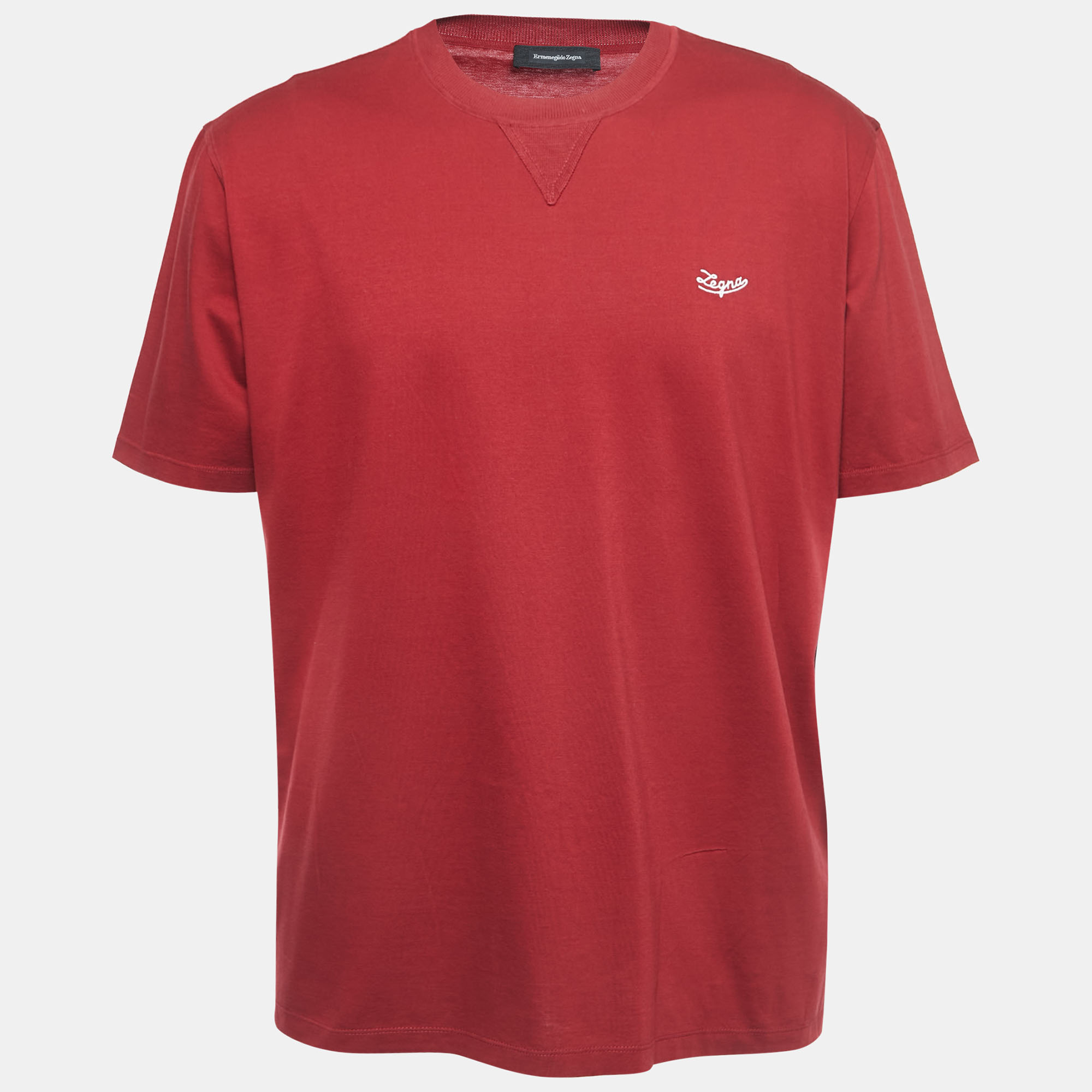Pre Owned Ermenegildo Zegna Red Jersey Cotton T-Shirt XL