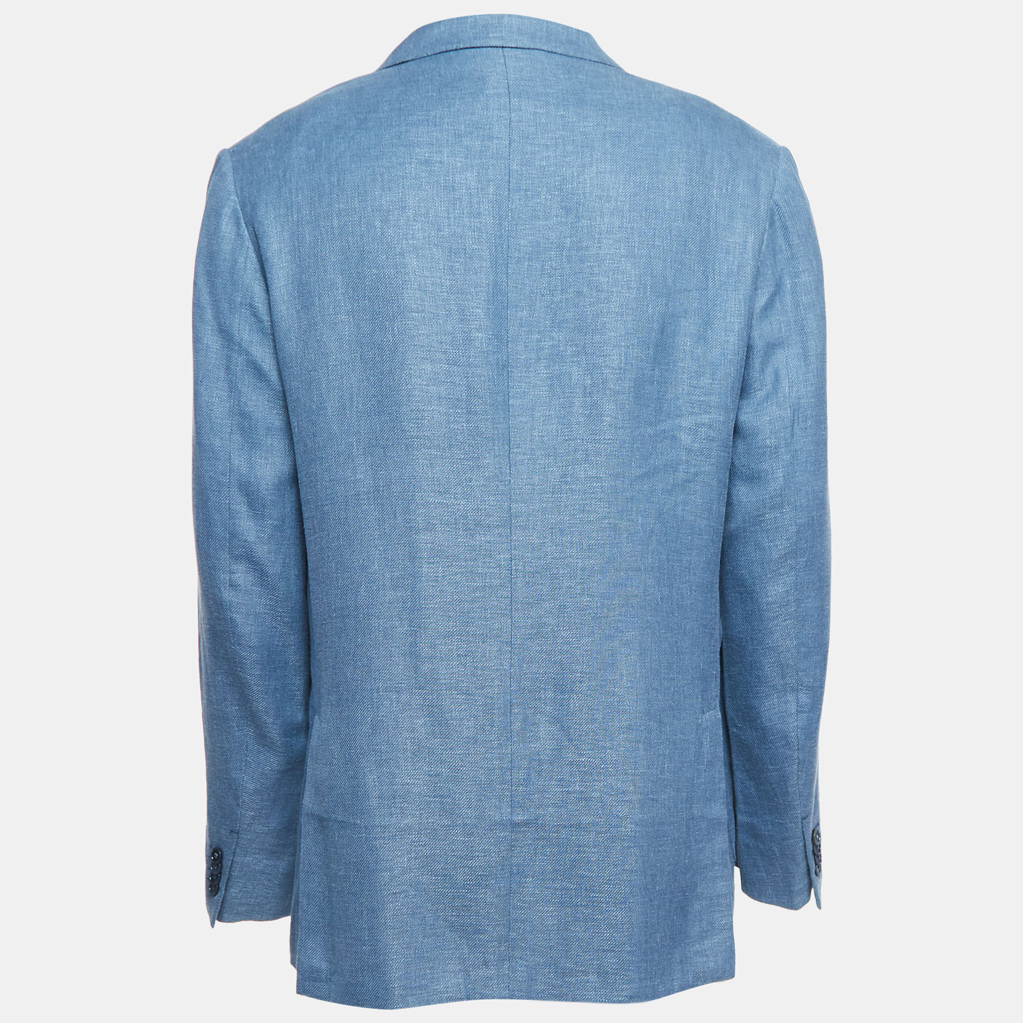 

Ermenegildo Zegna Blue Linen Blend Single Breasted Blazer