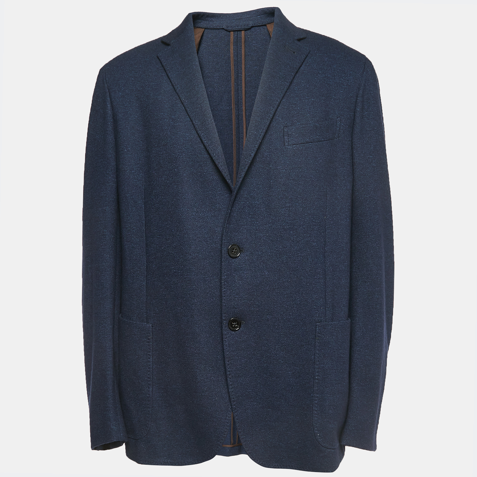 Pre Owned Ermenegildo Zegna Navy Blue Elastic Knitted Jersey Jacket 4XL