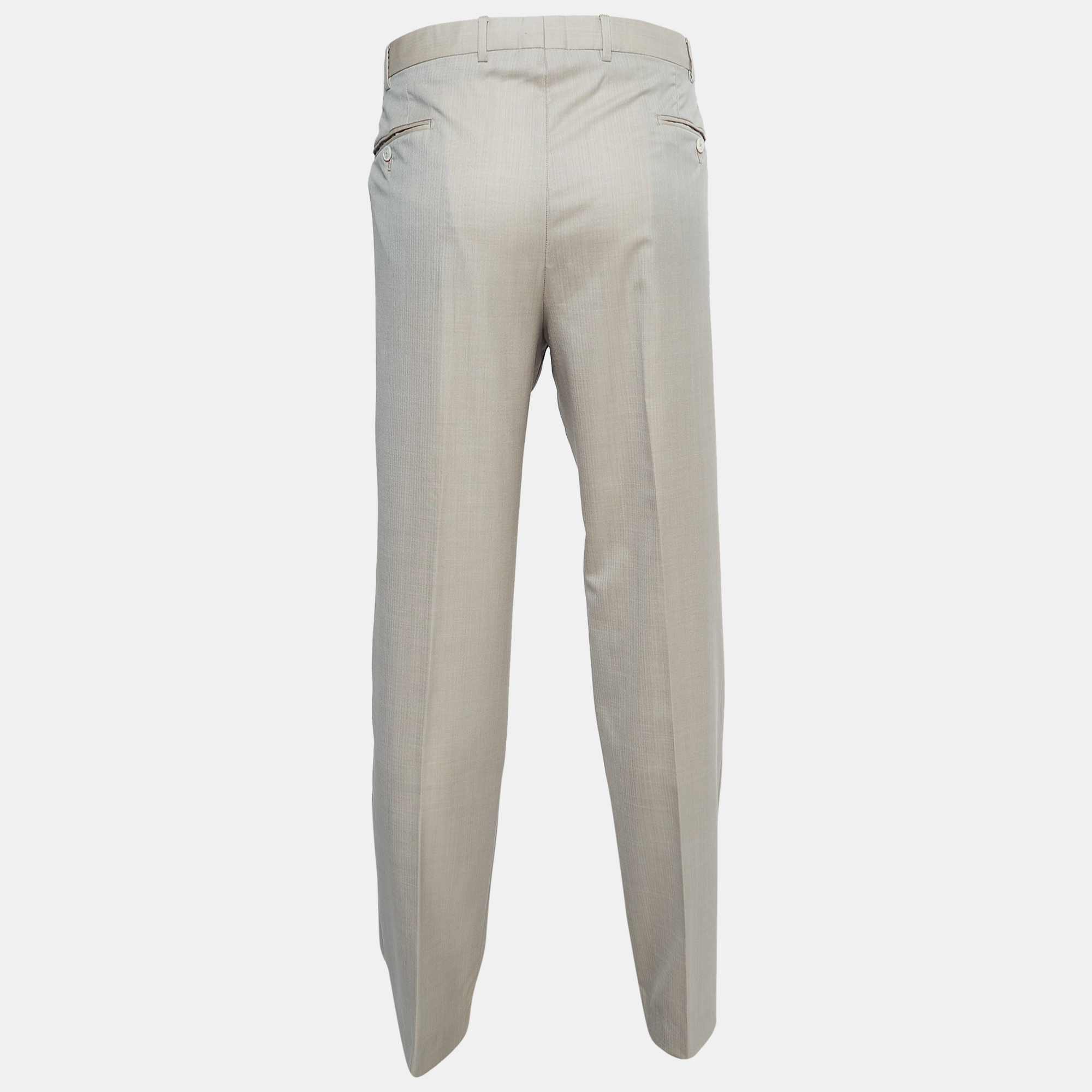 

Ermenegildo Zegna Su Misura Beige Wool & Silk Tailored Trousers