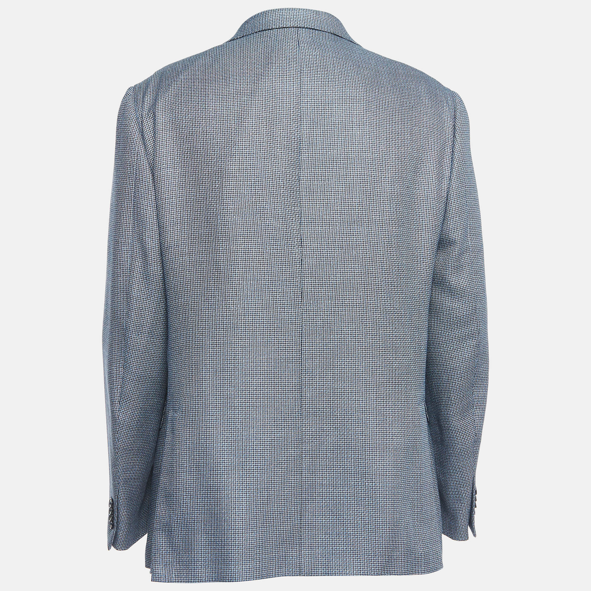 

Ermenegildo Zegna Blue Patterned Silk Blend Single Breasted Blazer, Grey