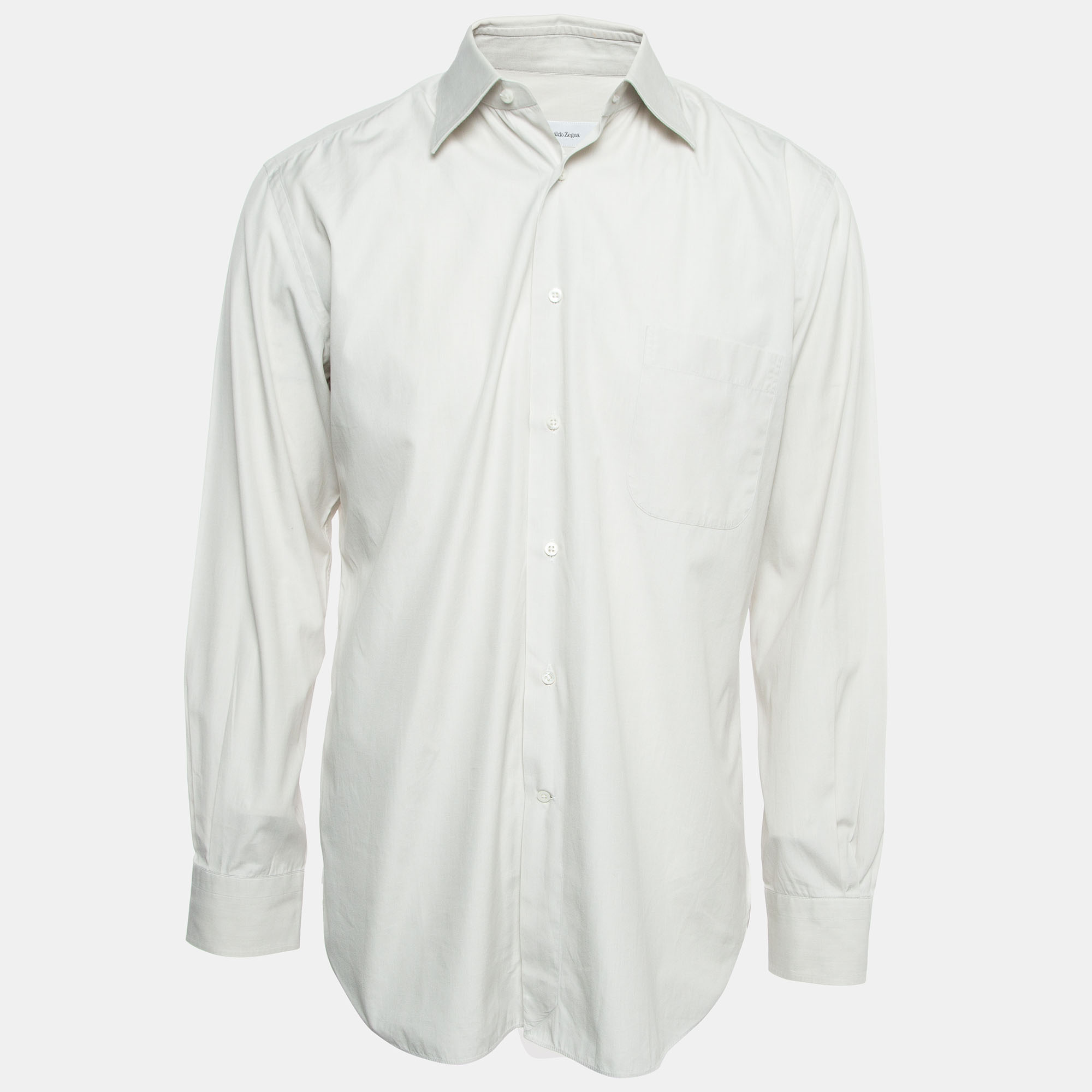 

Ermenegildo Zegna Pale Grey Cotton Regular Fit Long Sleeve Shirt L
