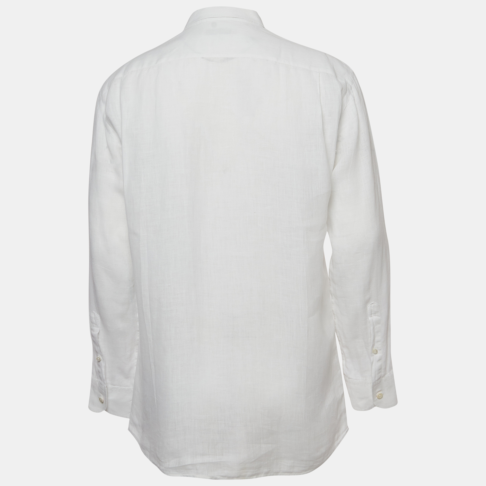 

Ermenegildo Zegna White Linen Button Front Full Sleeve Shirt
