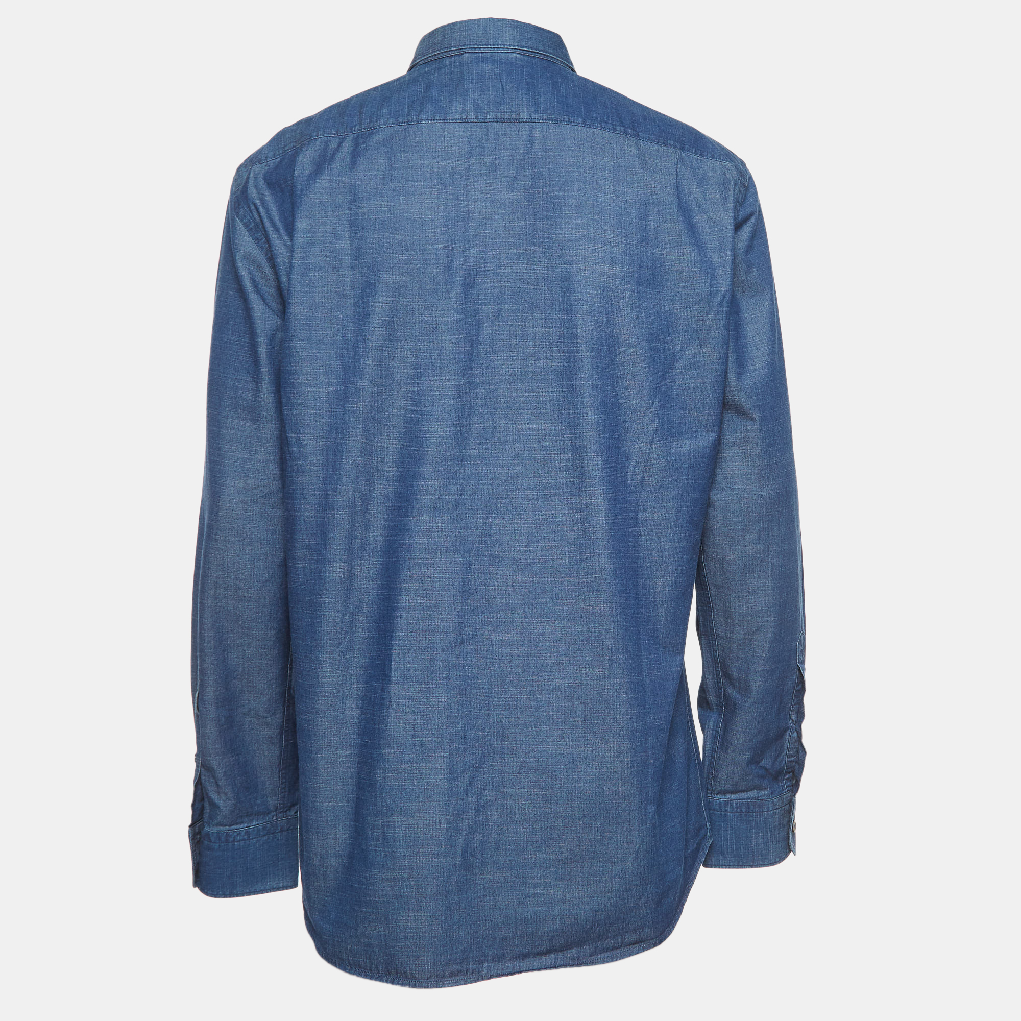 

Ermenegildo Zegna Dark Blue Cotton Button Front Full Sleeve Shirt