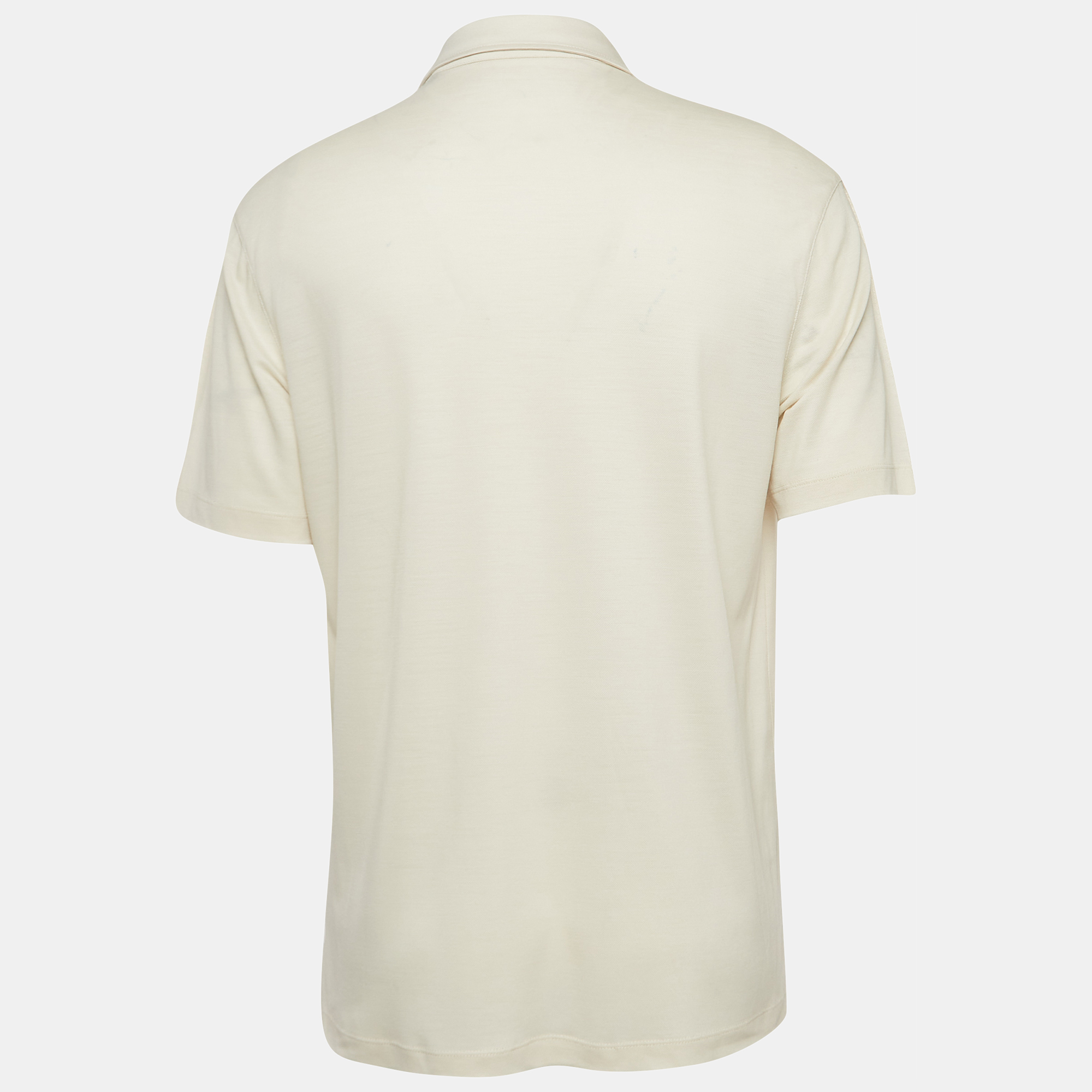 

Ermenegildo Zegna Beige Cotton Knit Polo T-Shirt