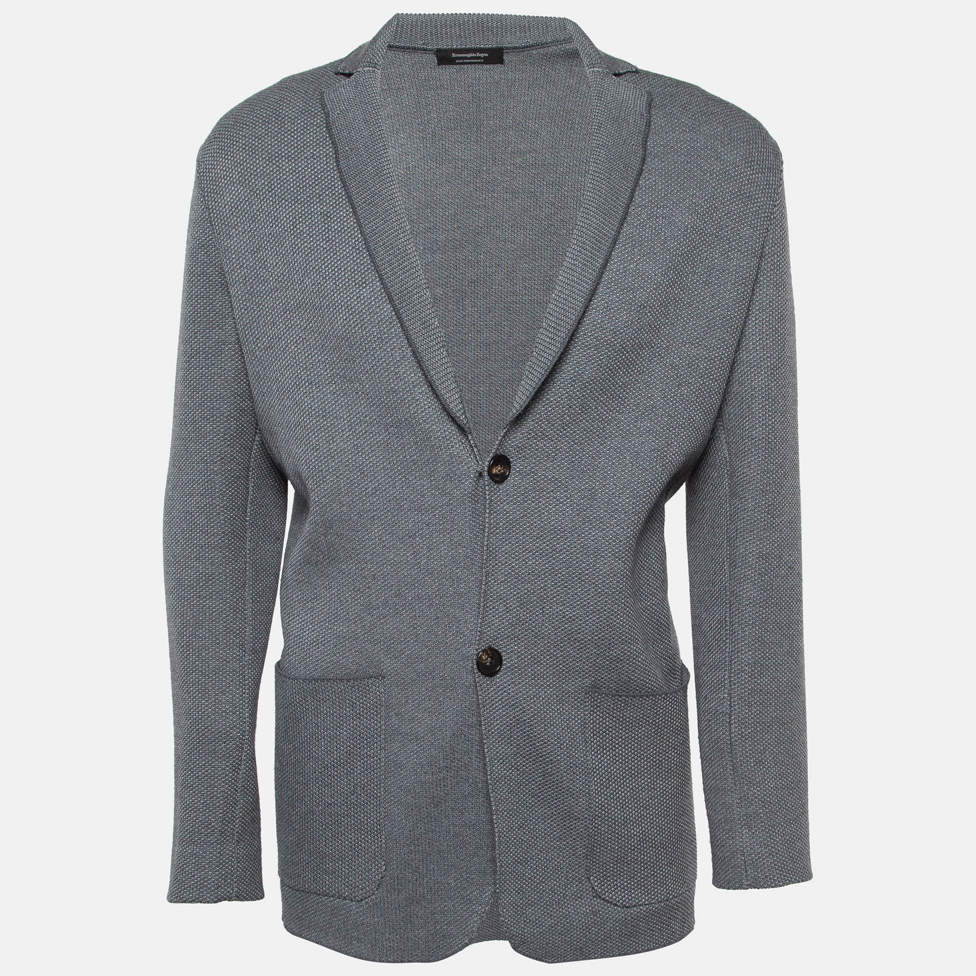

Ermenegildo Zegna Grey Wool Knit Buttoned Cardigan