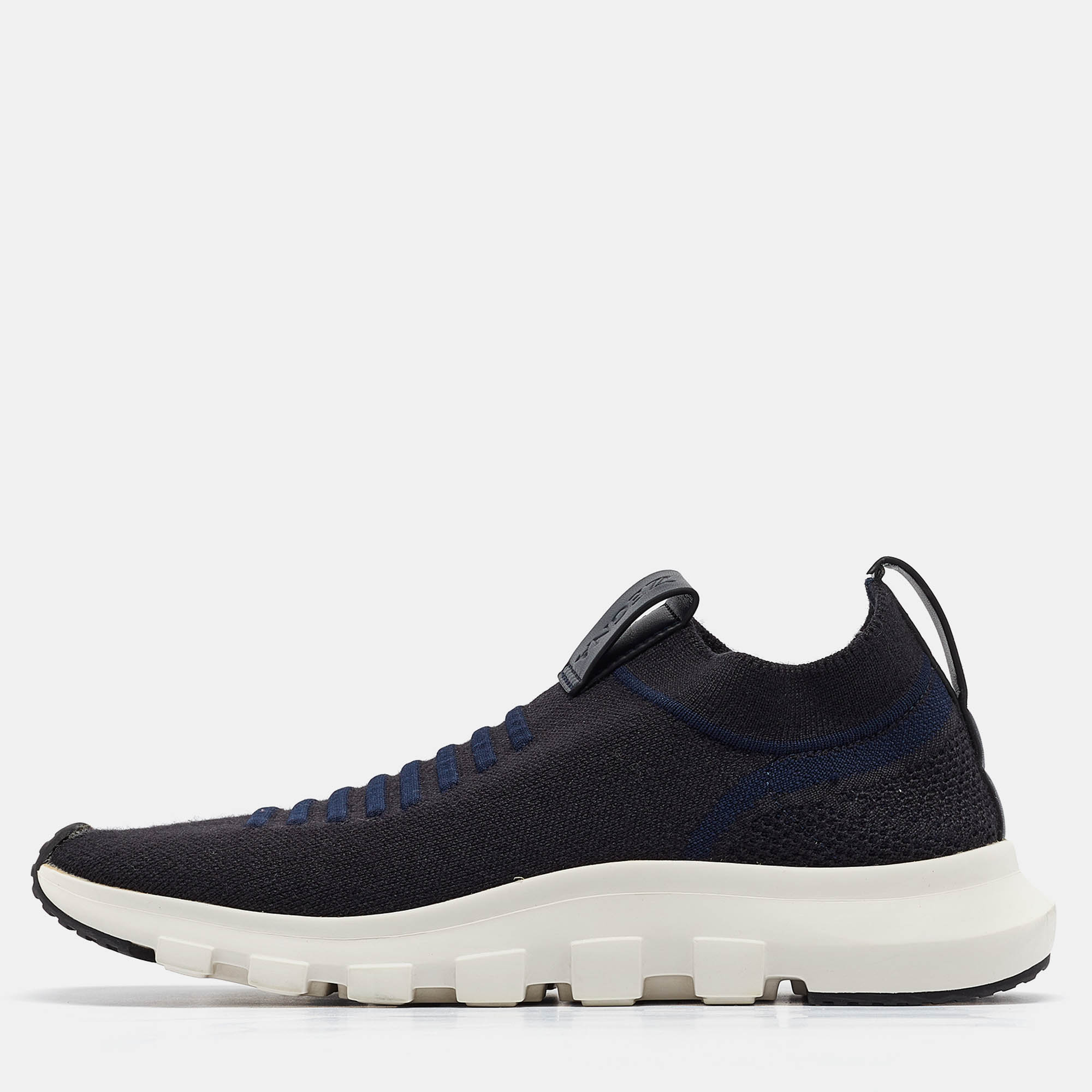 

Ermenegildo Zegna Navy Blue/Black Knit Fabric Slip On Sneakers Size 42