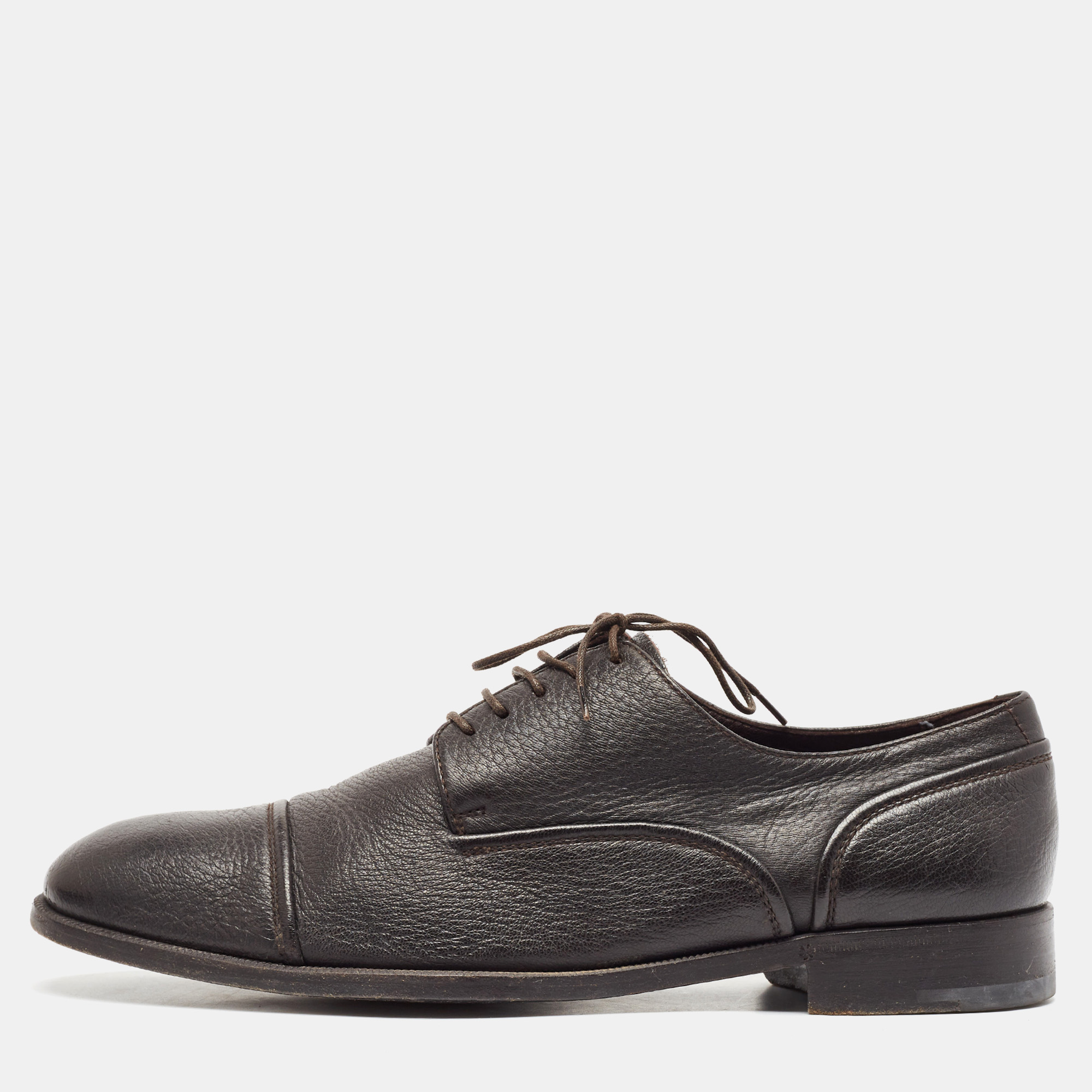 

Ermenegildo Zegna Dark Brown Leather Lace Up Derby Size 41.5