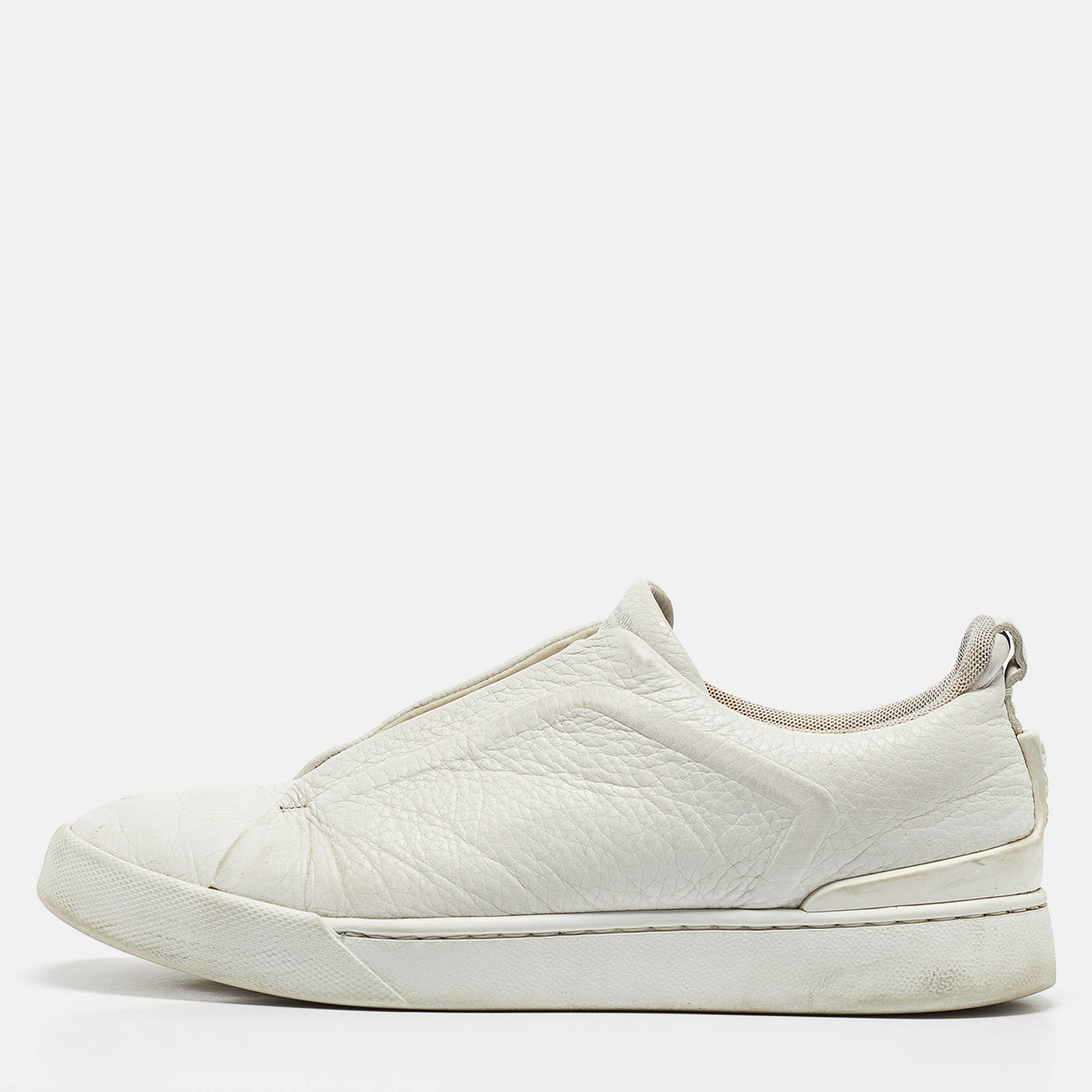 

Ermenegildo Zegna White Leather Slip On Sneakers Size 42