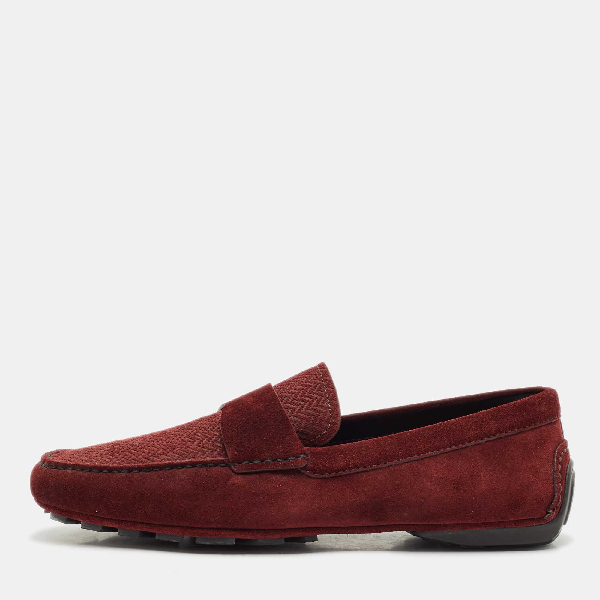 

Ermenegildo Zegna Dark Red Suede Driver Loafers Size 42
