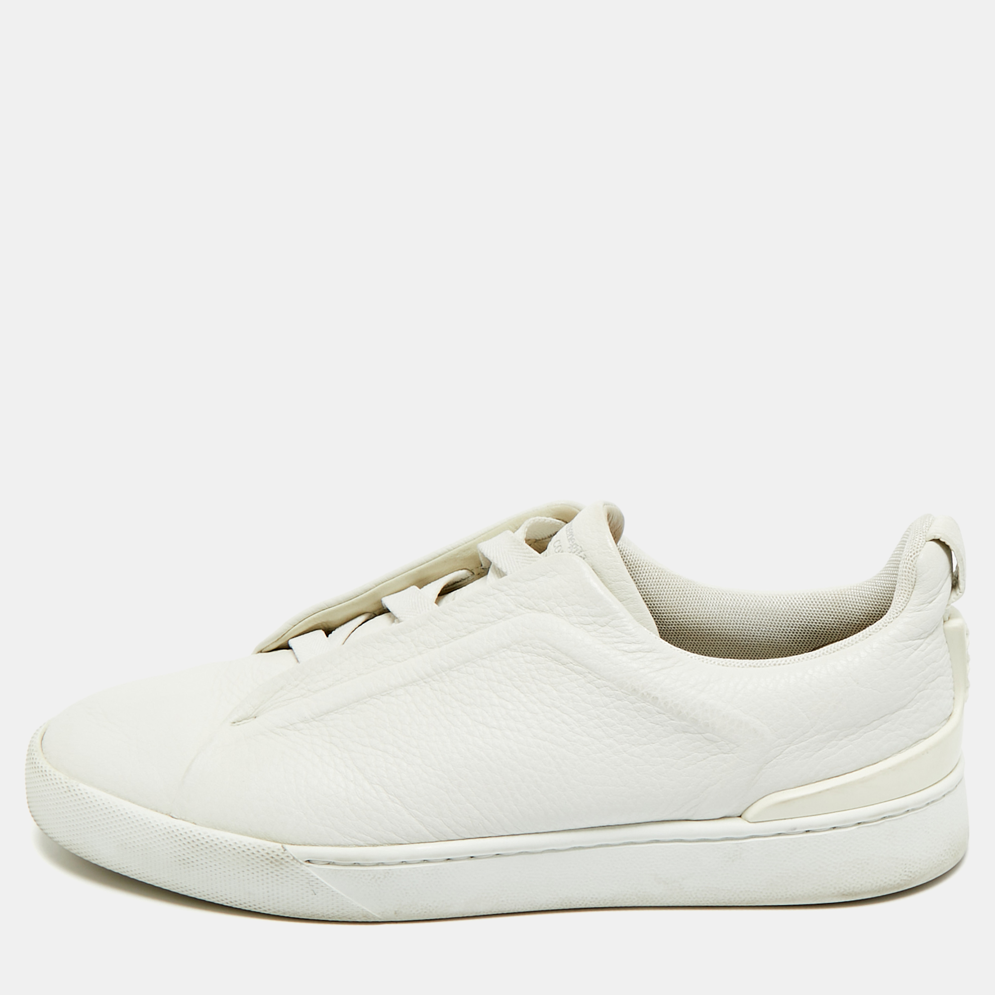 

Ermenegildo Zegna Couture White Leather Triple Stitch Low Top Sneakers Size 43