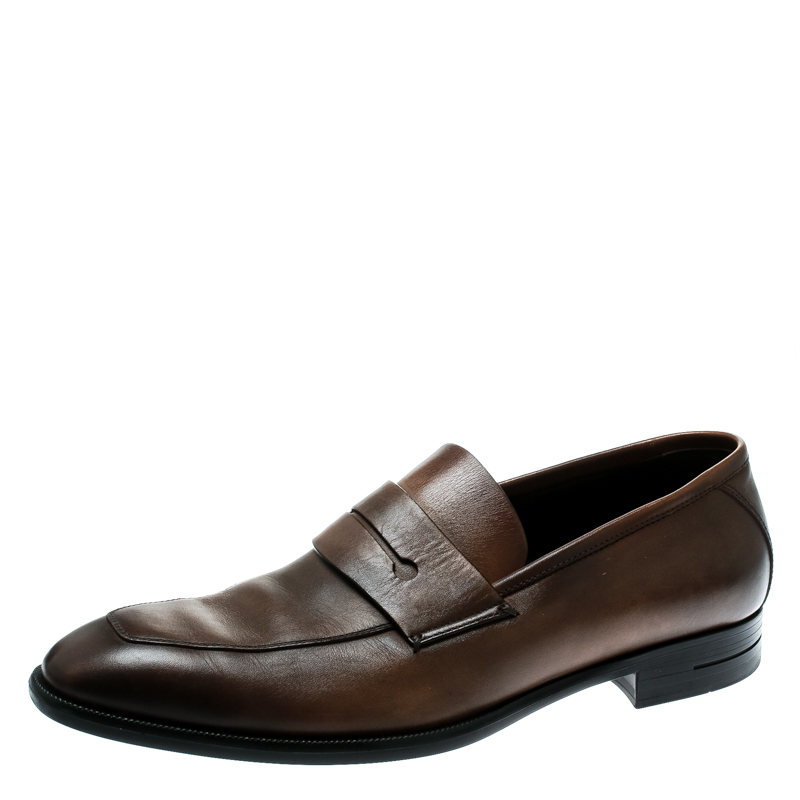 Ermenegildo Zegna Brown Leather Penny Loafers Size 41