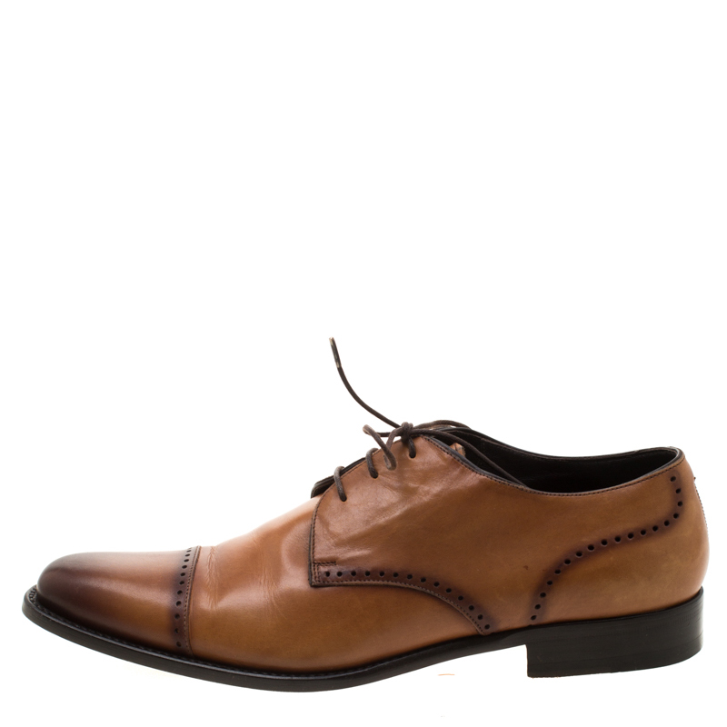 

Ermenegildo Zegna Brown Leather Lace Up Derby Oxfords