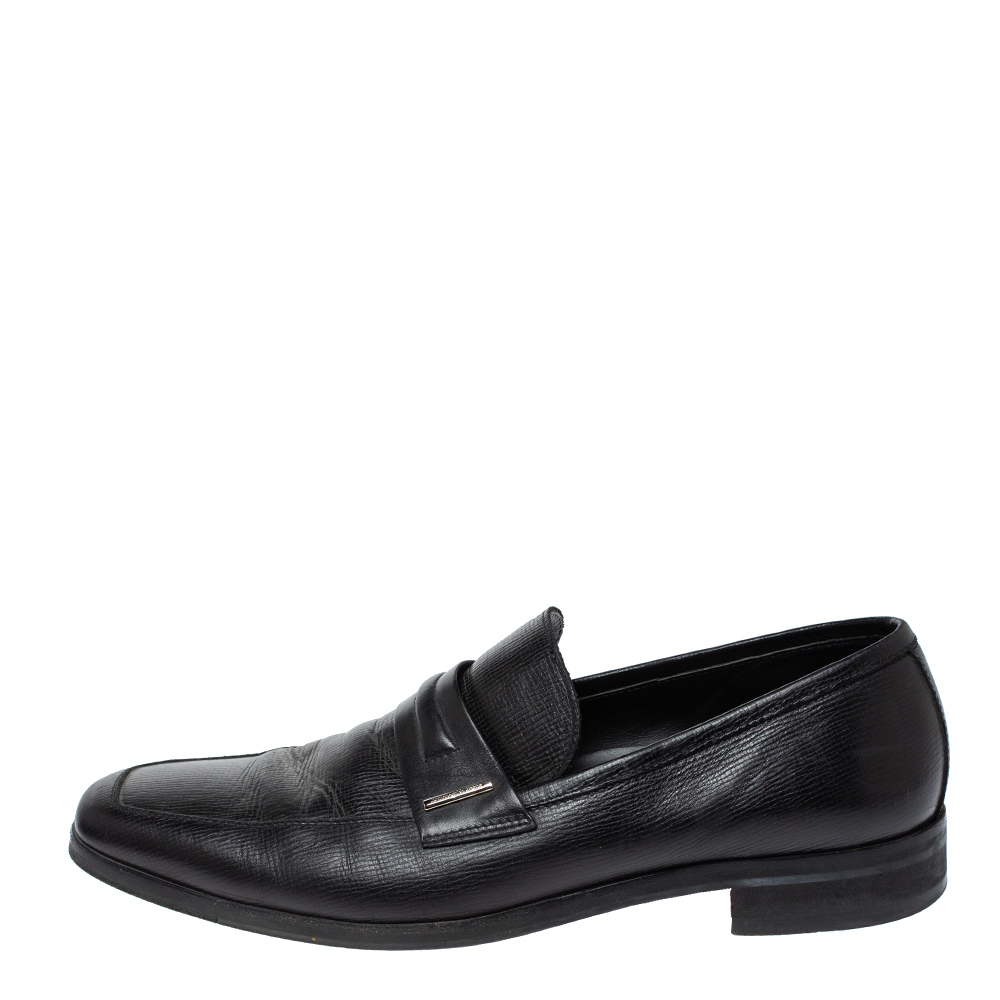 

Ermenegildo Zegna Black Leather Penny Loafers Size