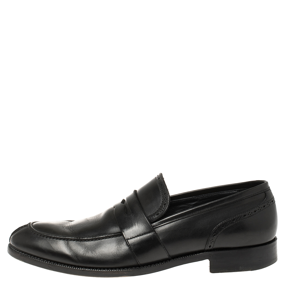 

Ermenegildo Zegna Black Leather Penny Loafers Size