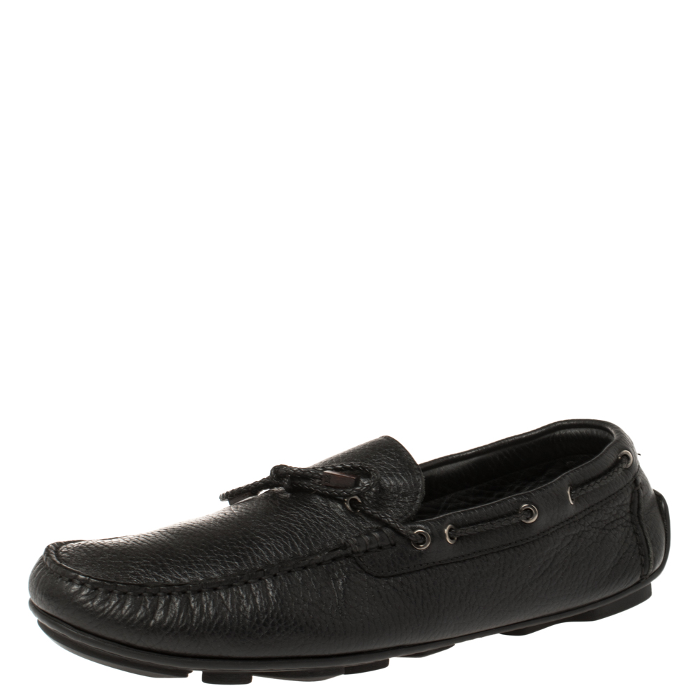 

Ermenegildo Zegna Black Leather Bow Loafers Size 42
