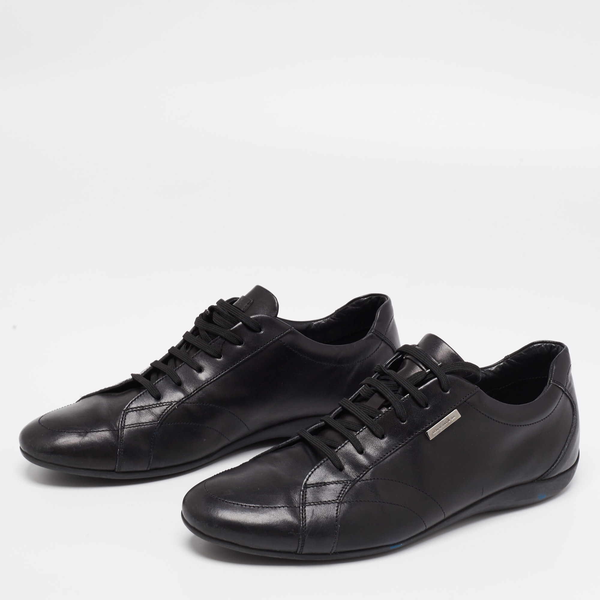 

Ermenegildo Zegna Black Leather Low Top Sneakers Size