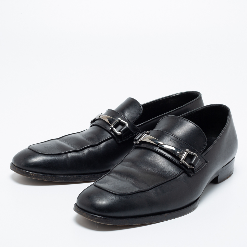 

Ermenegildo Zegna Black Leather Buckle Loafers Size