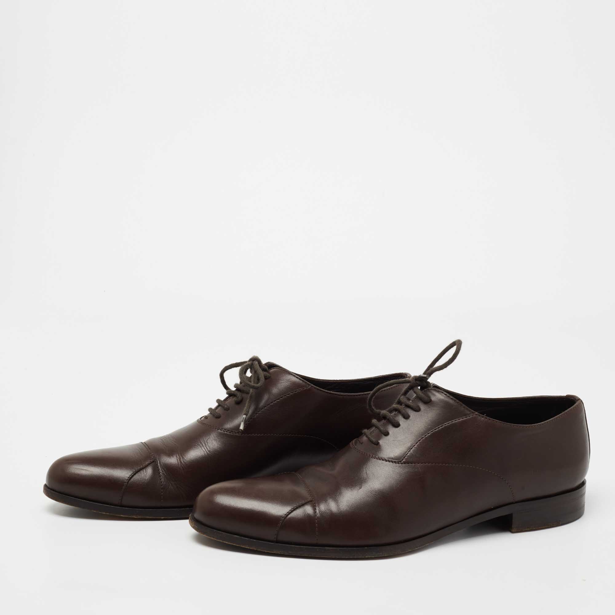 

Ermenegildo Zegna Dark Brown Leather Lace Up Oxfords Size