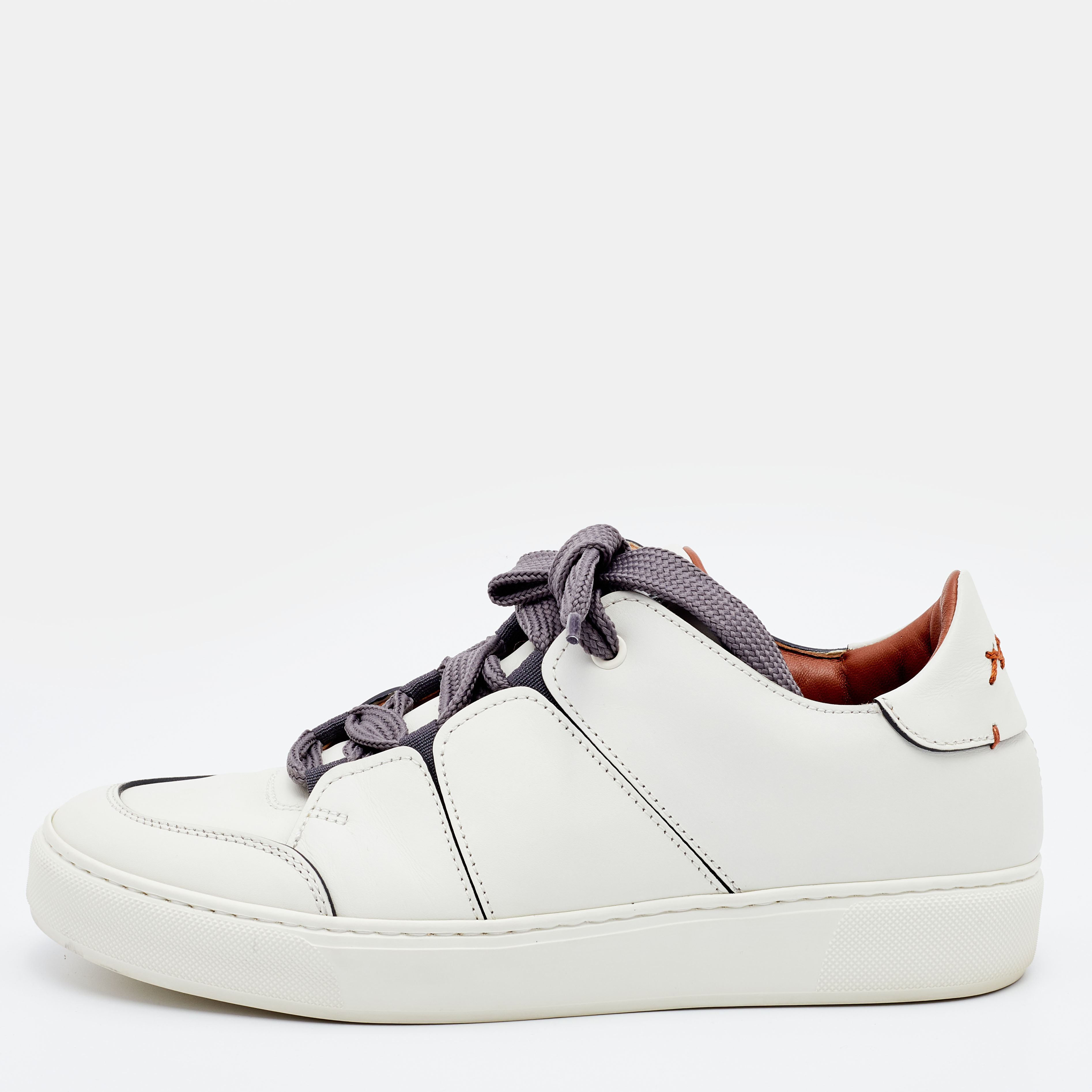 Ermenegildo Zegna Off White Leather Tiziano Sneakers Size 42