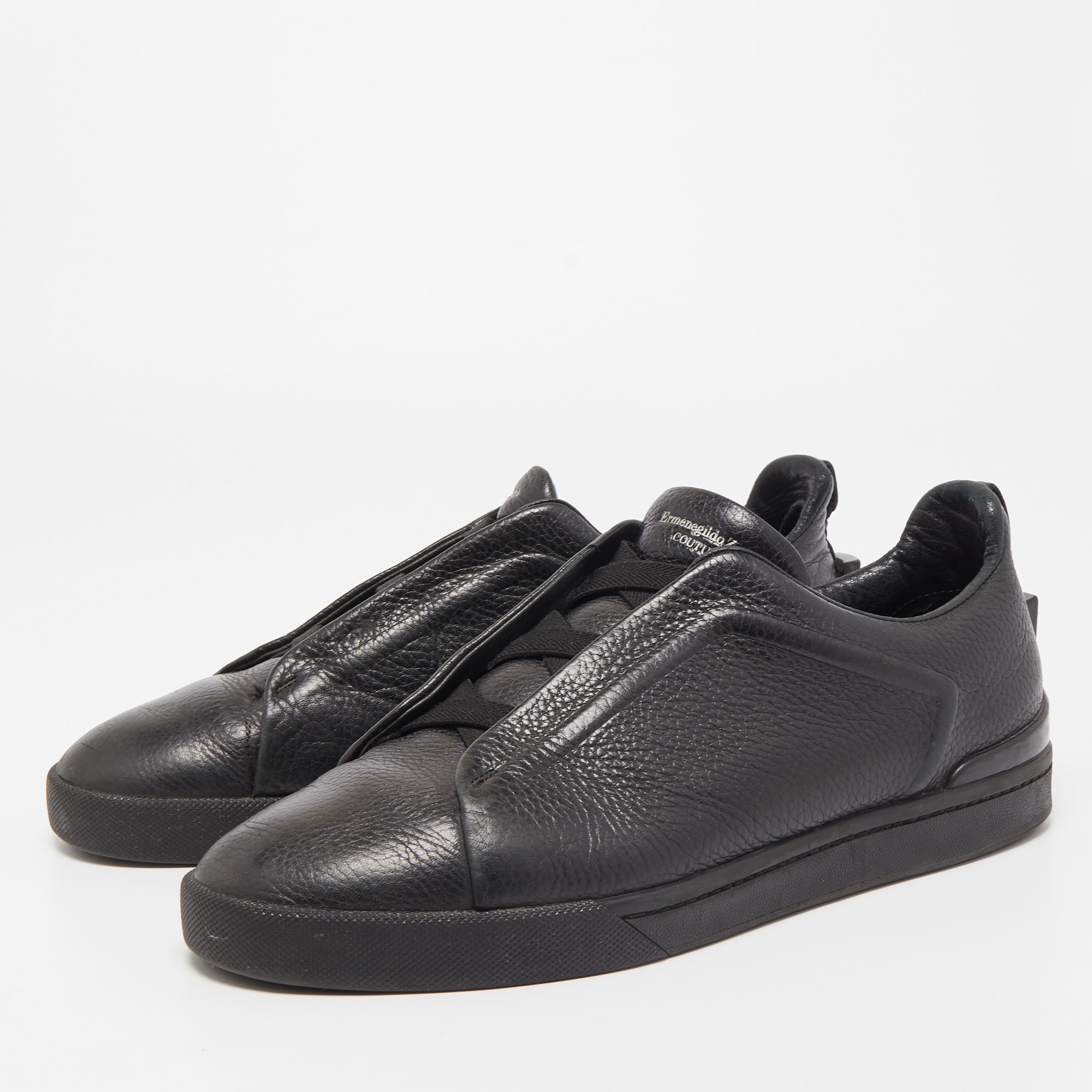 

Ermenegildo Zegna Black Leather Low Top Sneakers Size