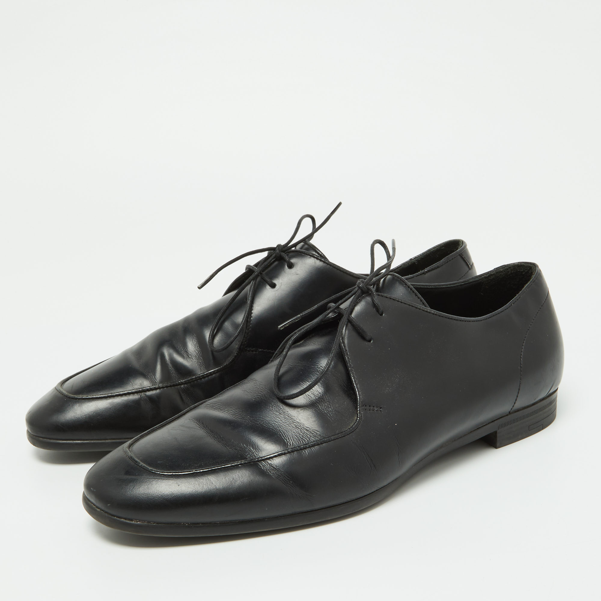 

Ermenegildo Zegna Black Leather Oxfords Size