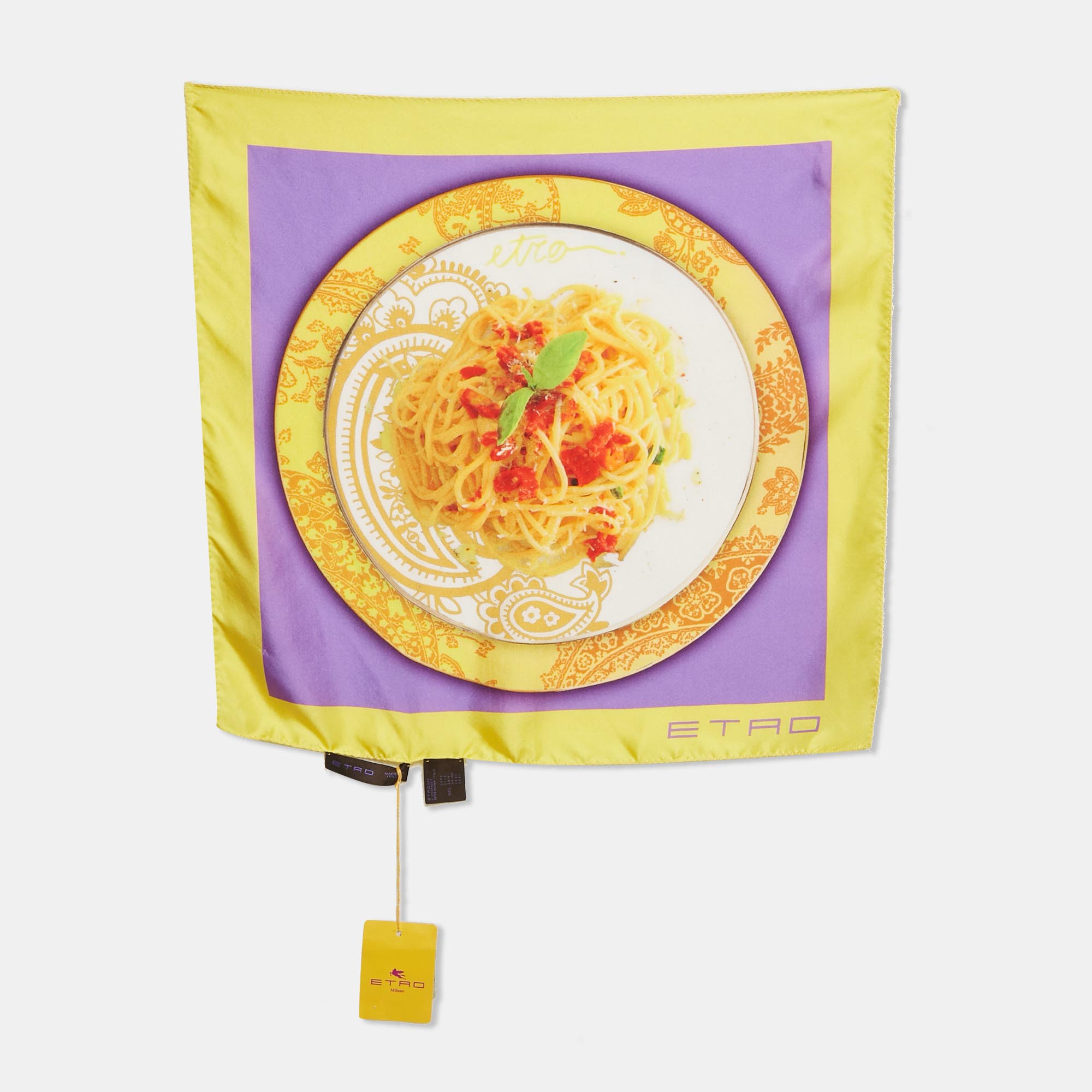 

Etro Yellow/Purple Printed Silk Pocket Square