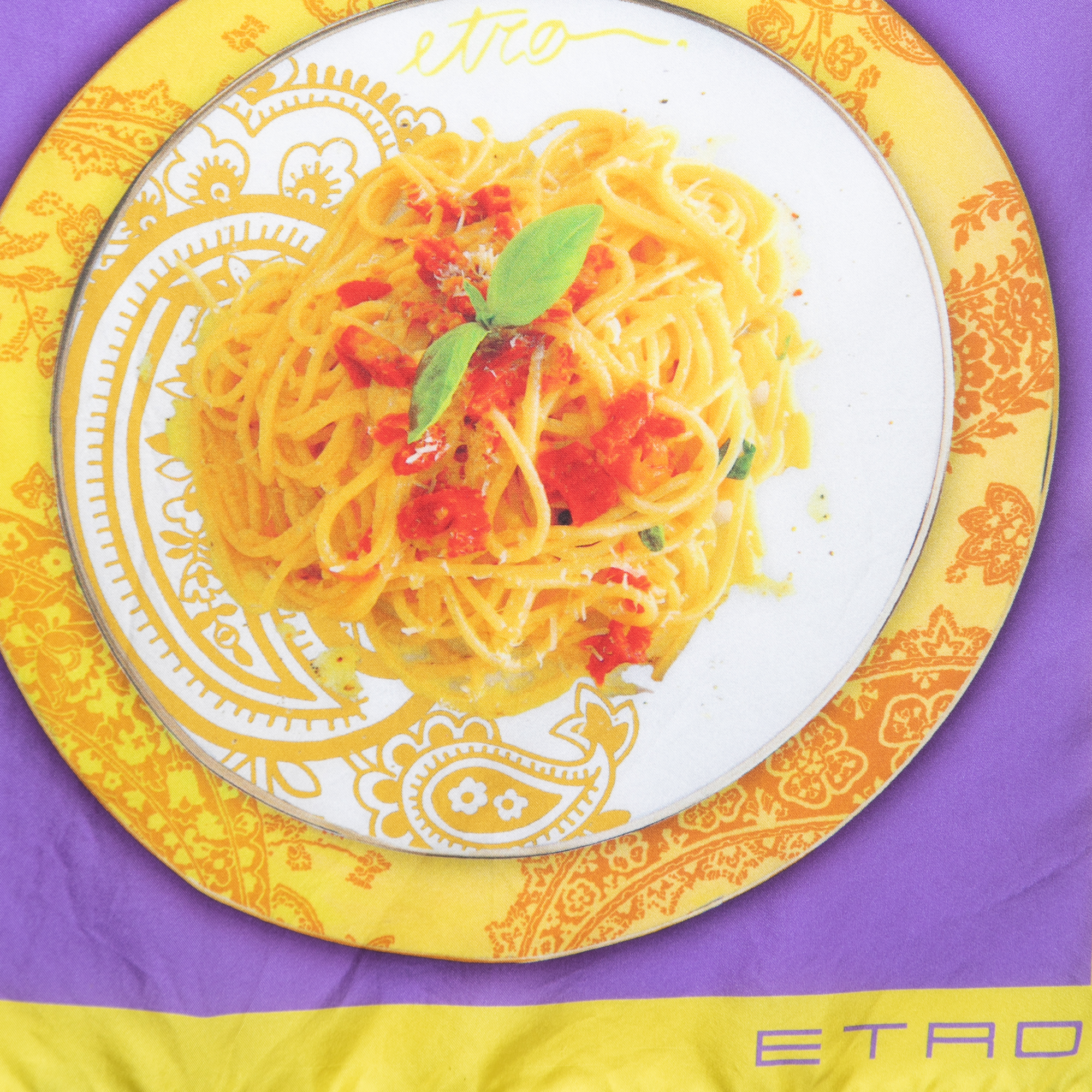 

Etro Yellow Spaghetti Print Silk Satin Pocket Square