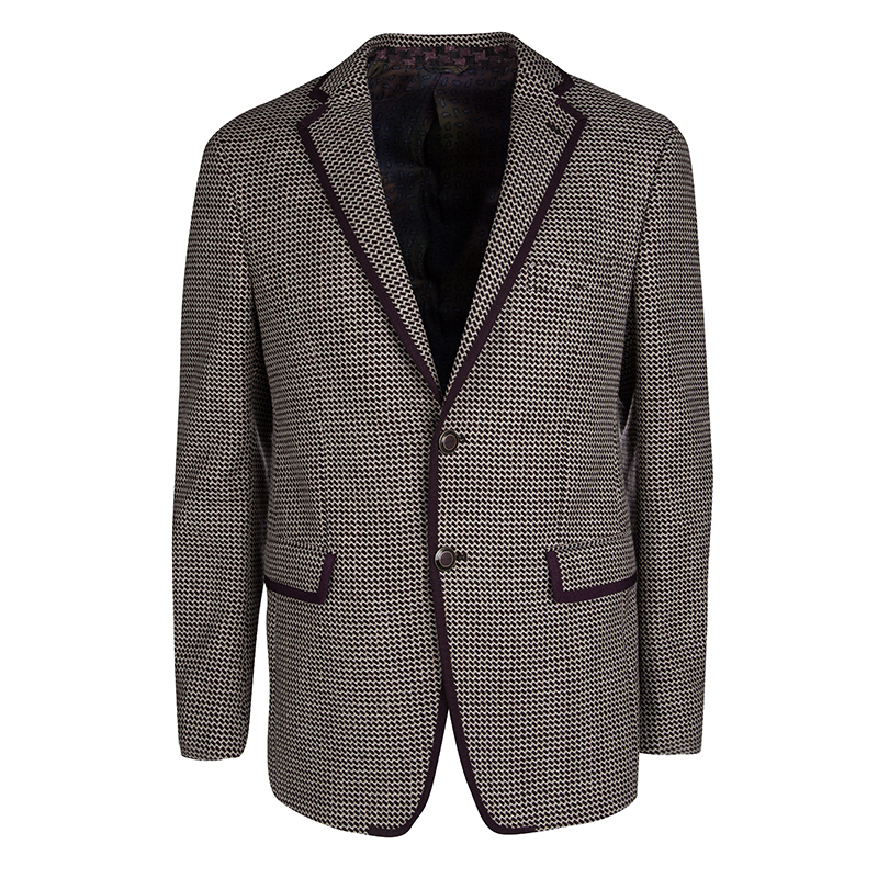 Pre Owned Etro Purple Textured Wool Blend Tailored Blazer M