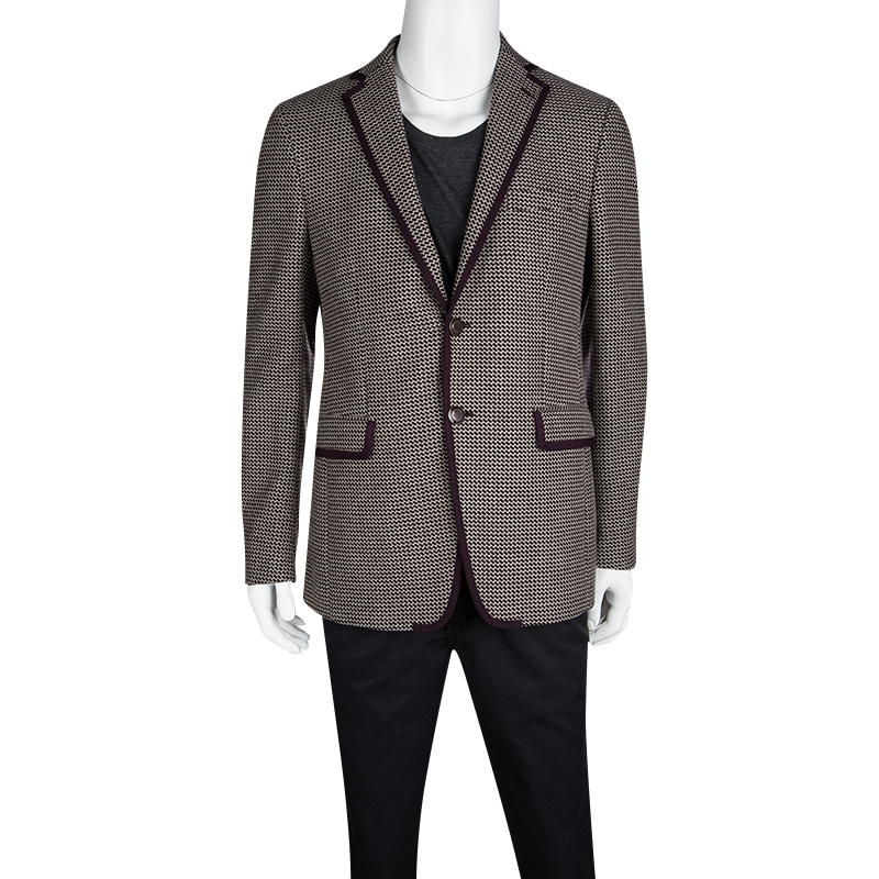 

Etro Purple Textured Wool Blend Tailored Blazer