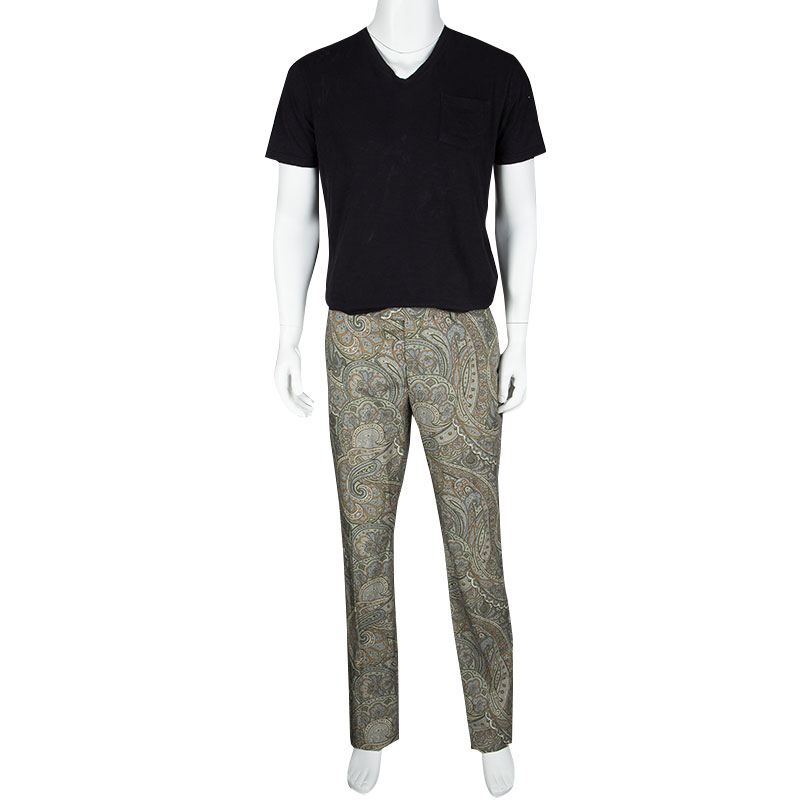 

Etro Multicolor Paisley Printed Cotton Trousers