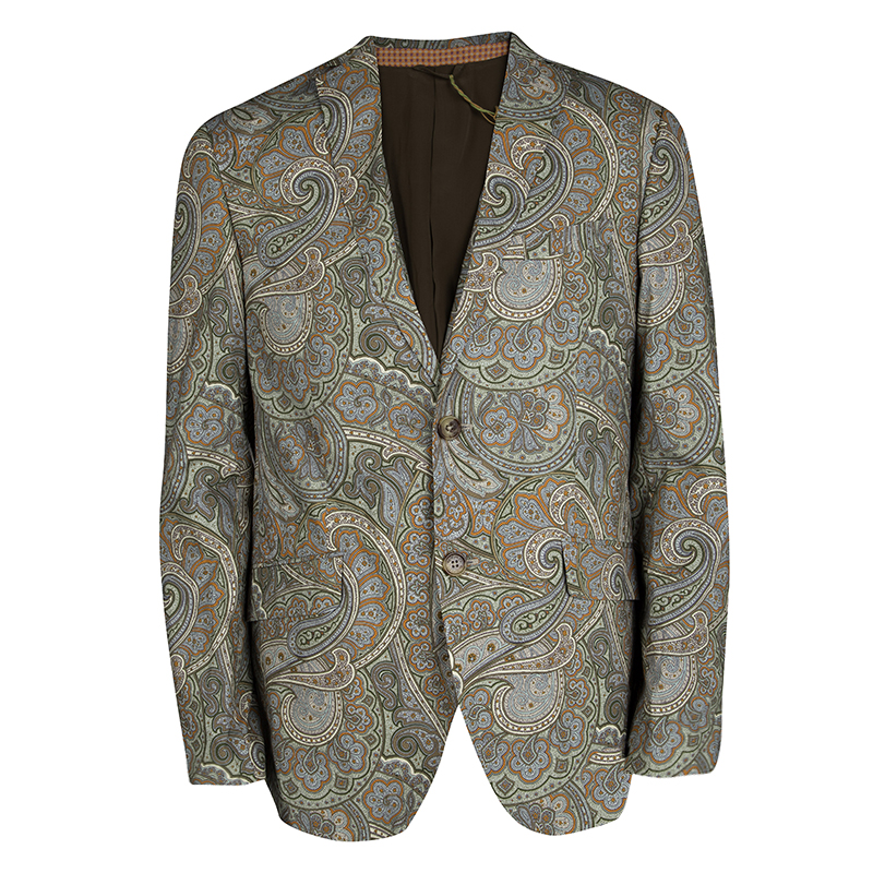 Pre Owned Etro Multicolor Paisley Print Superleggera Minerva Blazer L