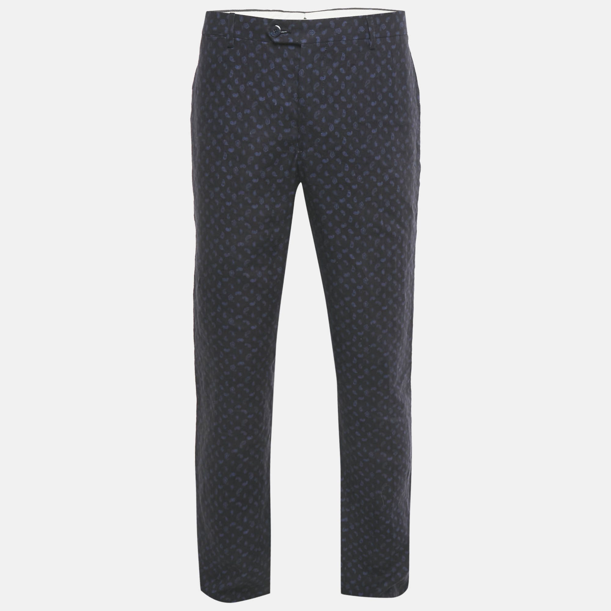

Etro Blue Paisley Prints Linen Trousers XXL