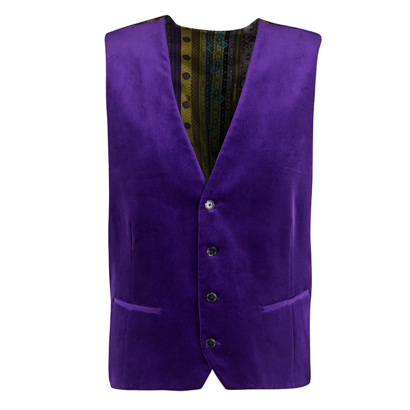 Etro Purple Velvet Silk Panel Detail MInete Vest L