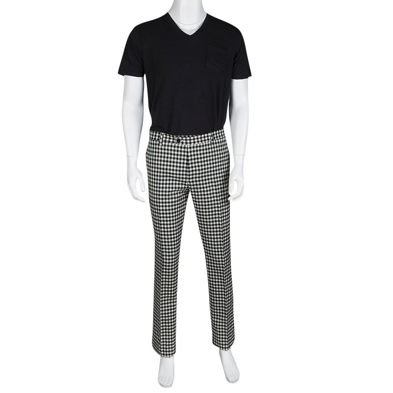 

Etro Monochrome Gingham Checked Wool Panama Slim Fit Trousers, Multicolor