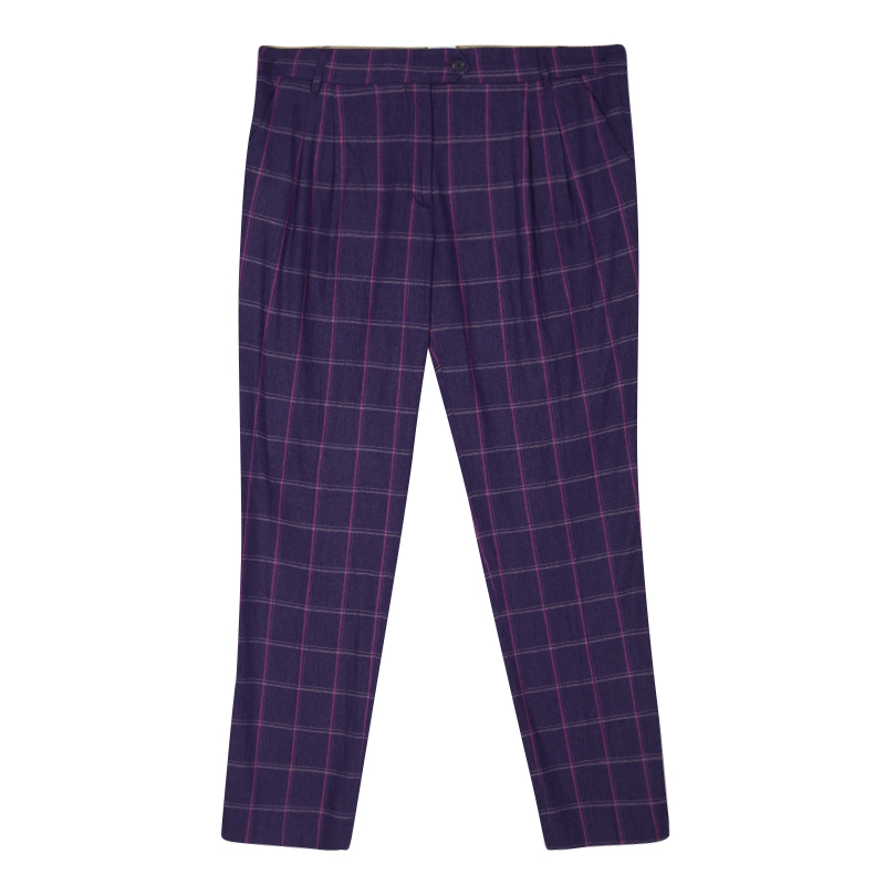 Etro Purple Checked Wool Tailored 