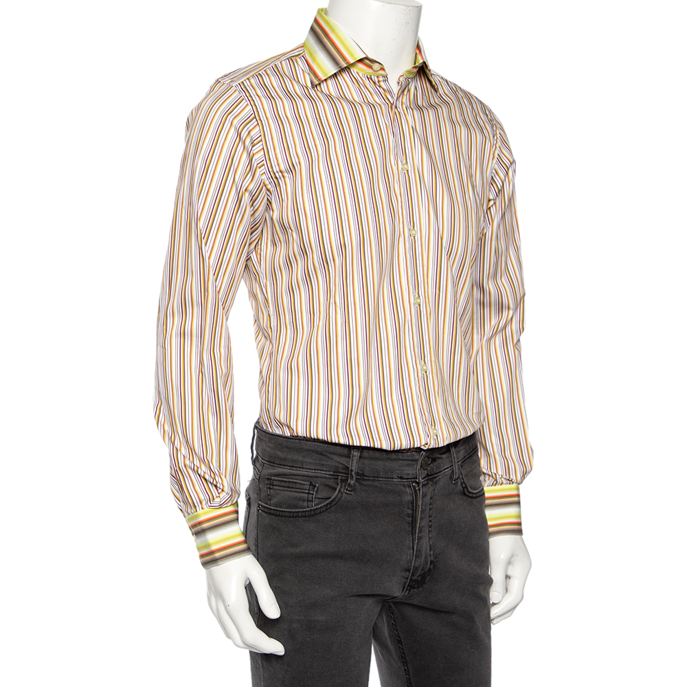 

Etro Multicolored Striped Cotton Slim Fit Shirt, Multicolor