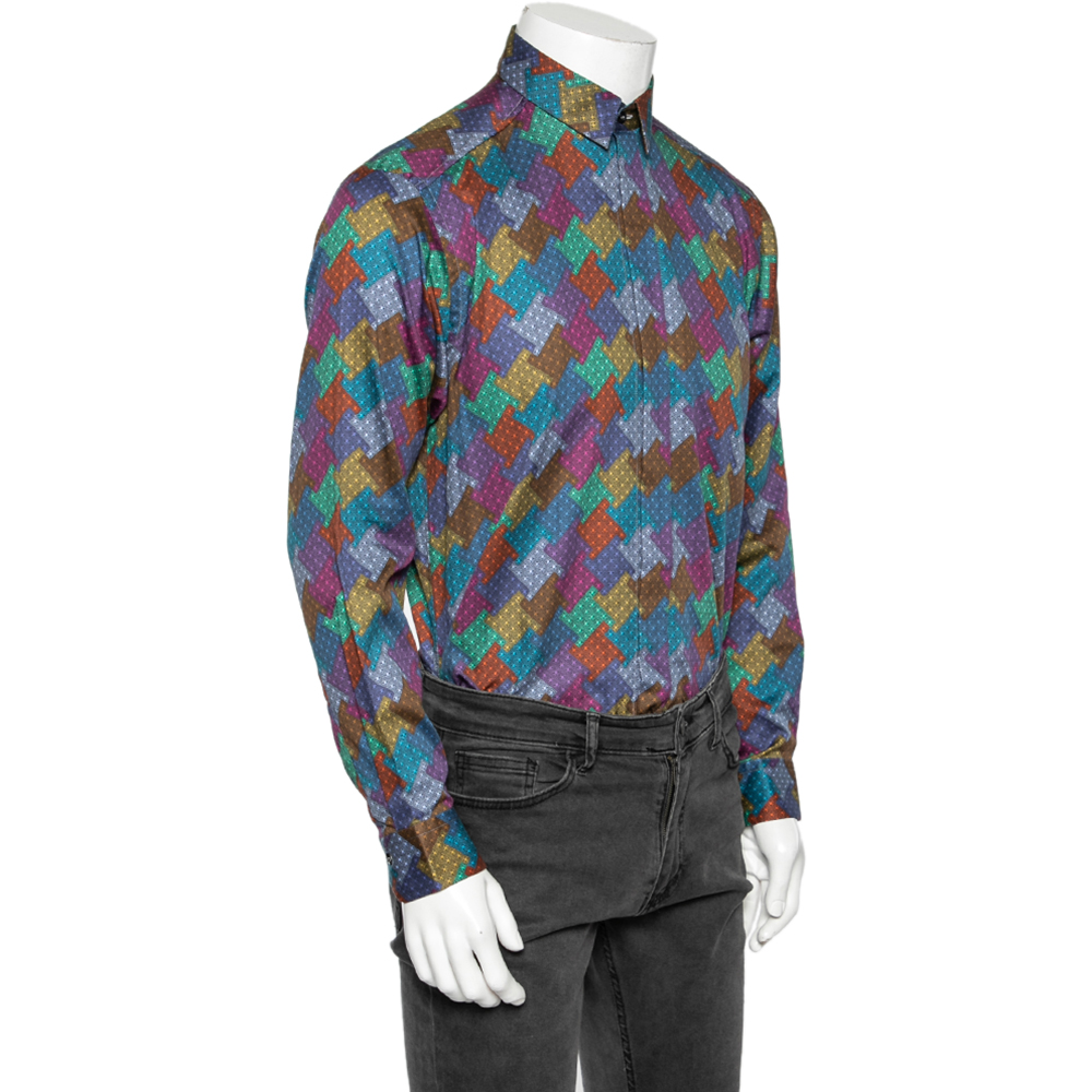 

Etro Multicolor Printed Cotton Long Sleeve Button Front Shirt