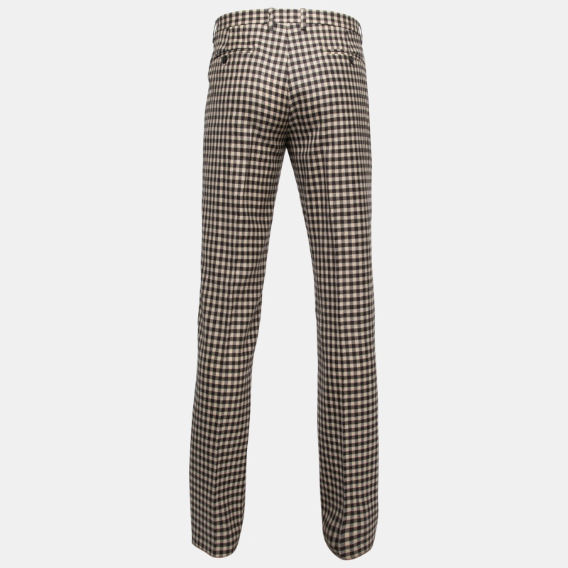 

Etro Beige & Brown Wool Gingham Plaid Regular Fit Mexico Trousers