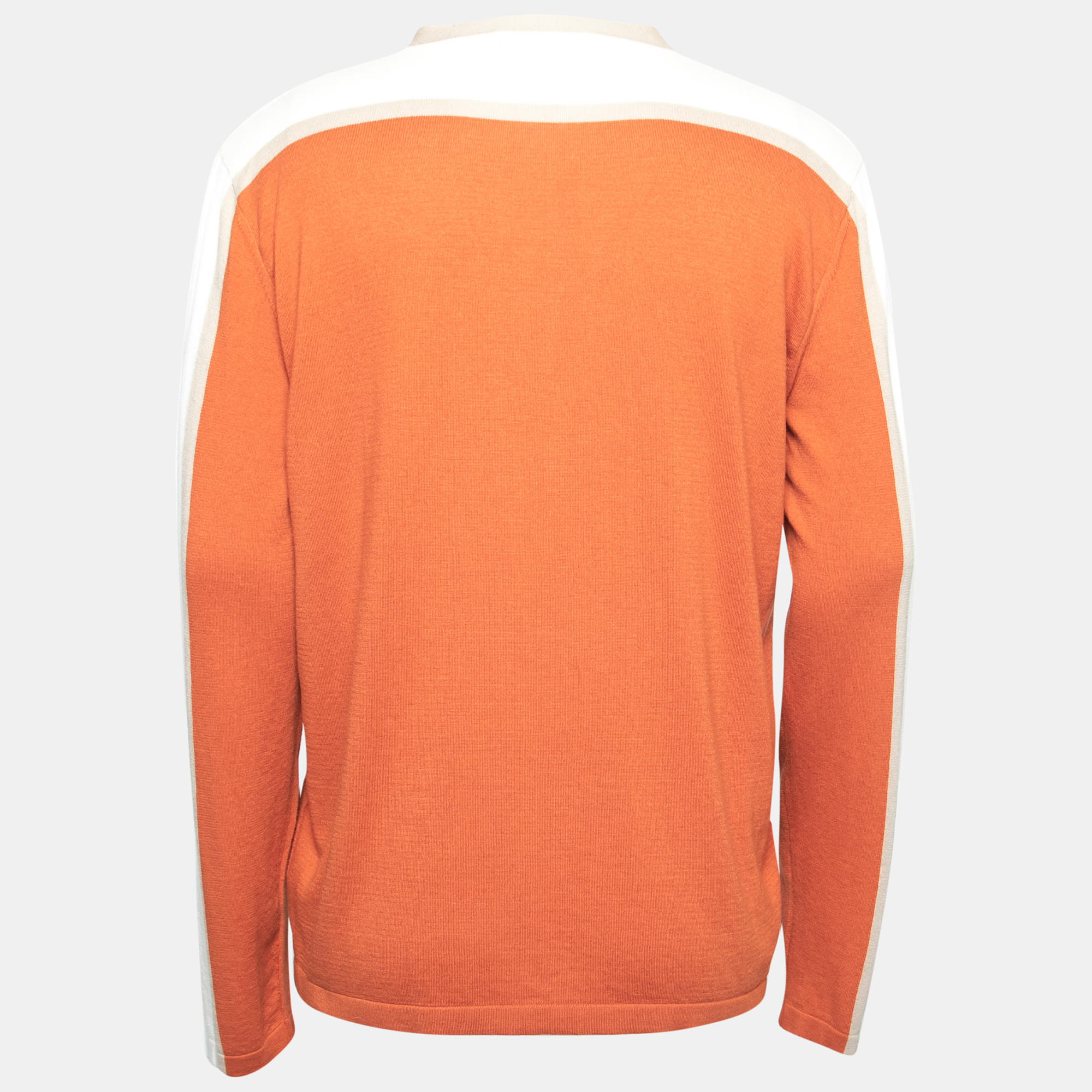 

Etro Orange Color-Block Faux-Suede Panel Detail Knit Cardigan 2XL