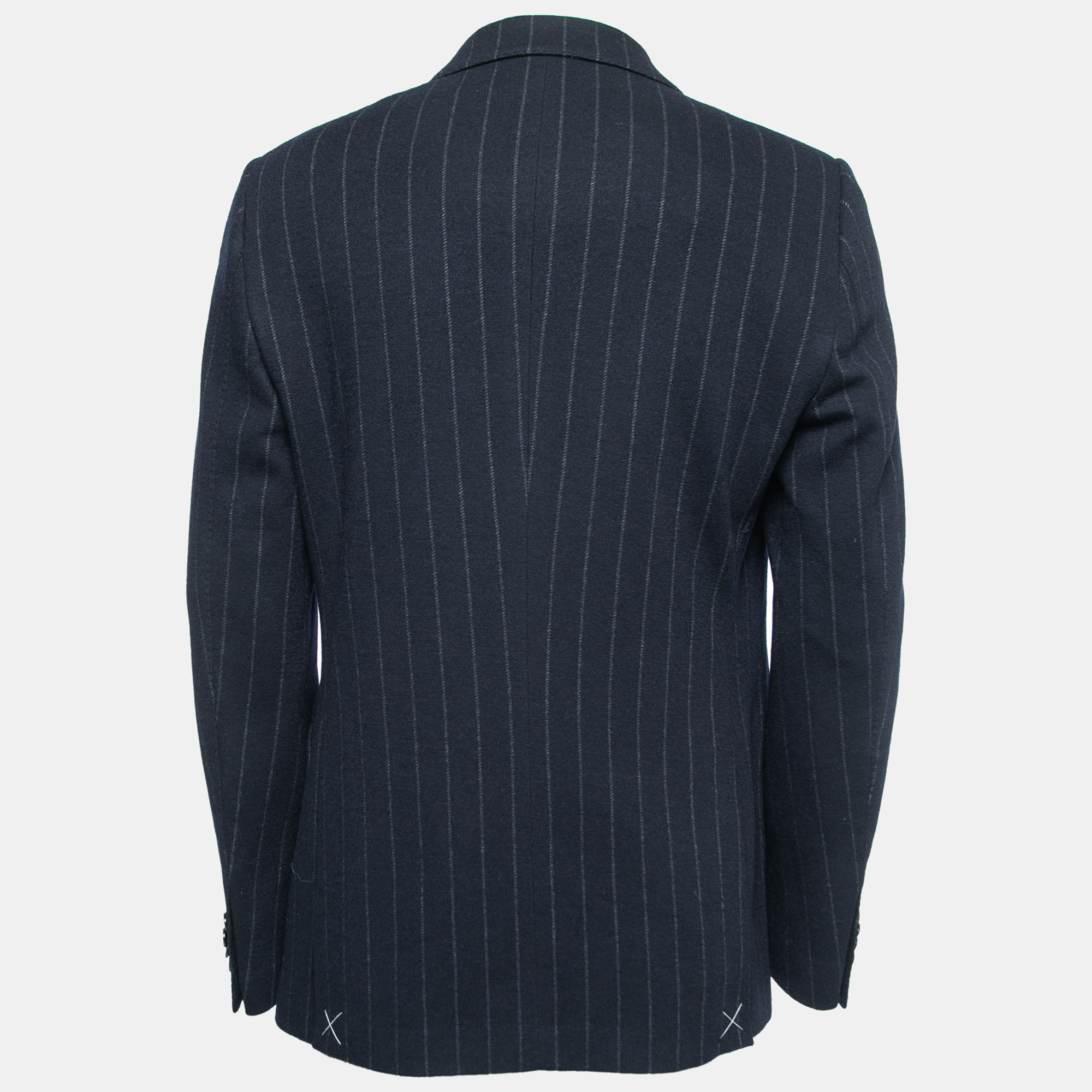 

Etro Dark Blue Striped Wool Double Breasted New Jersey Blazer
