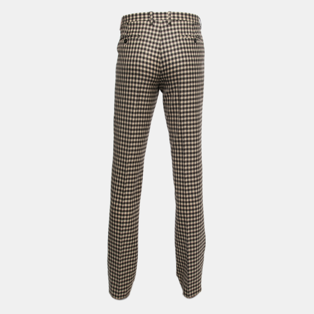 

Etro Brown Checked Wool Trousers