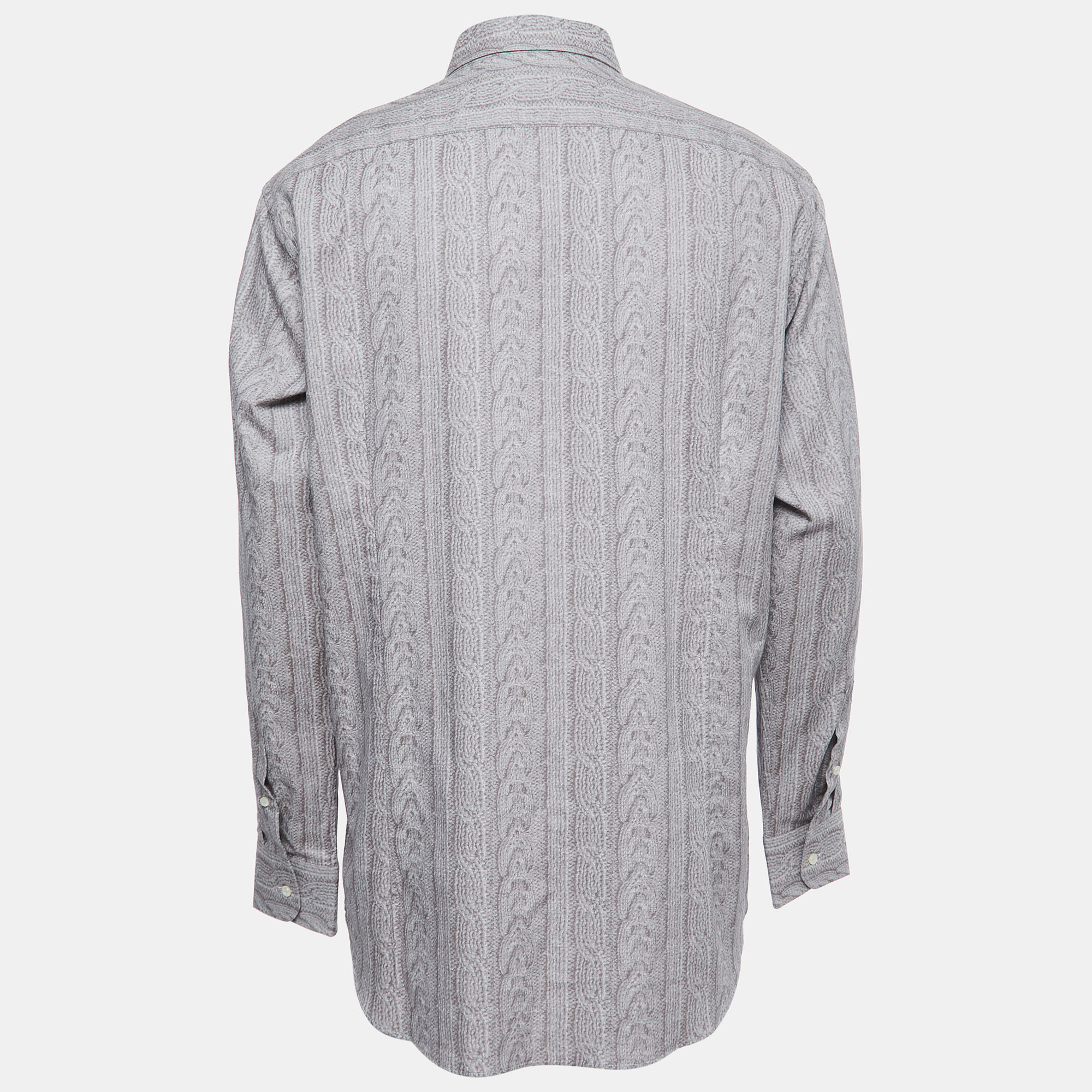 

Etro Grey Printed Cotton Button Front Shirt 2XL