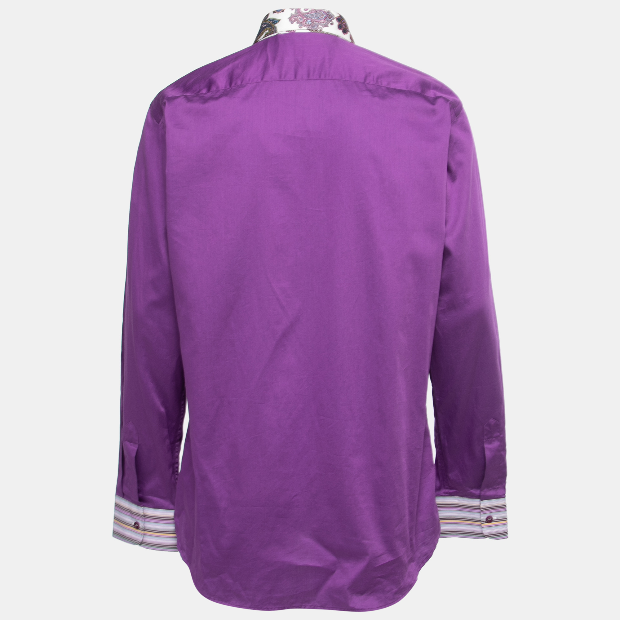 

Etro Purple Pleat Detail Long Sleeve Button Front Cotton Luca Shirt