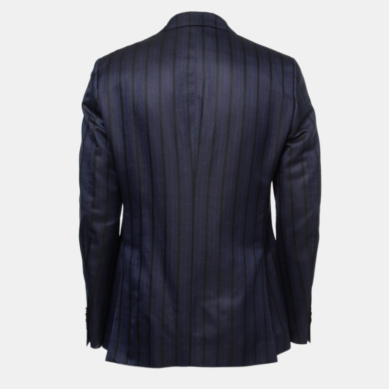 

Etro Navy Blue Striped Wool & Silk Mineide Regular Fit Blazer