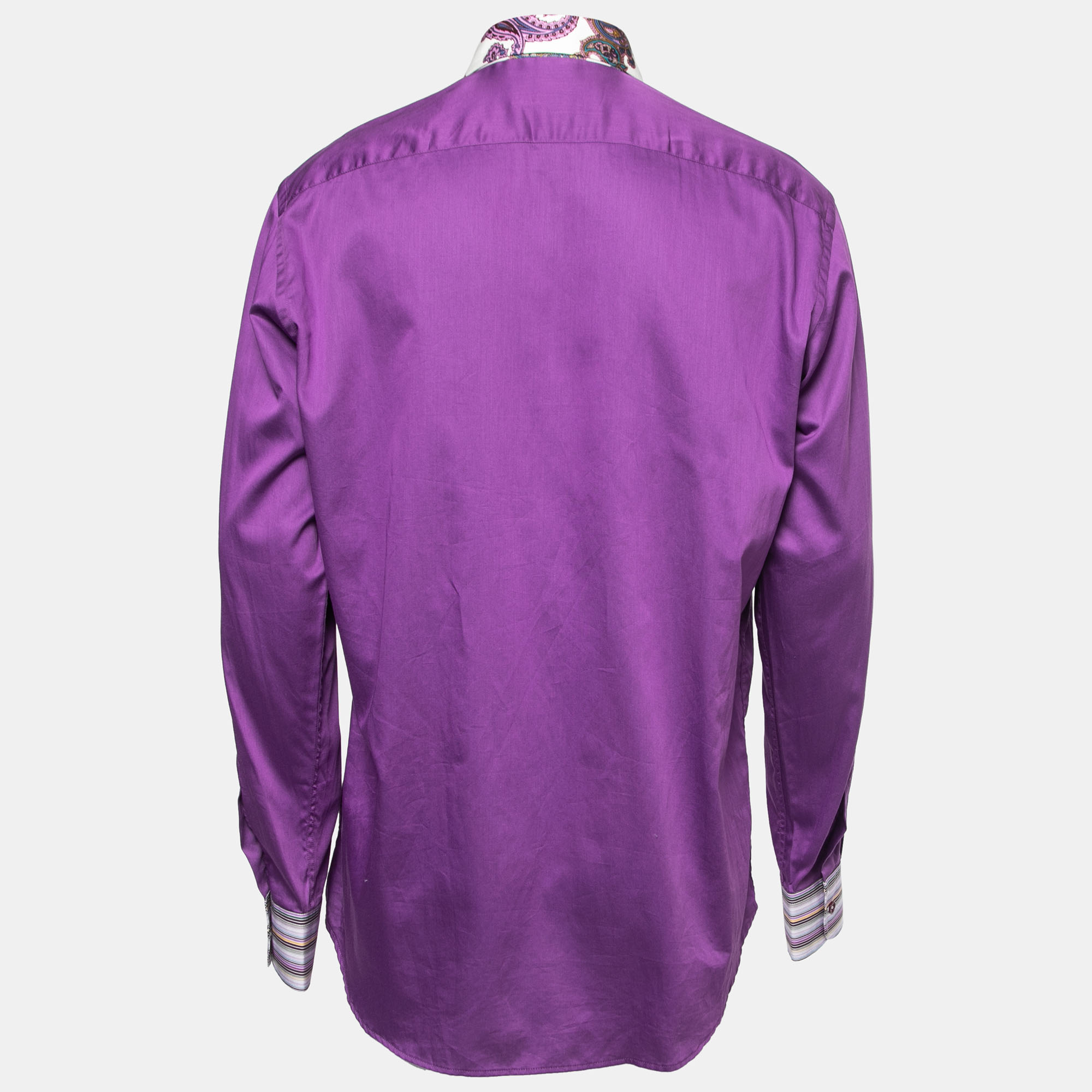 

Etro Purple Cotton Paisley Printed Collar Button Front Shirt 2XL