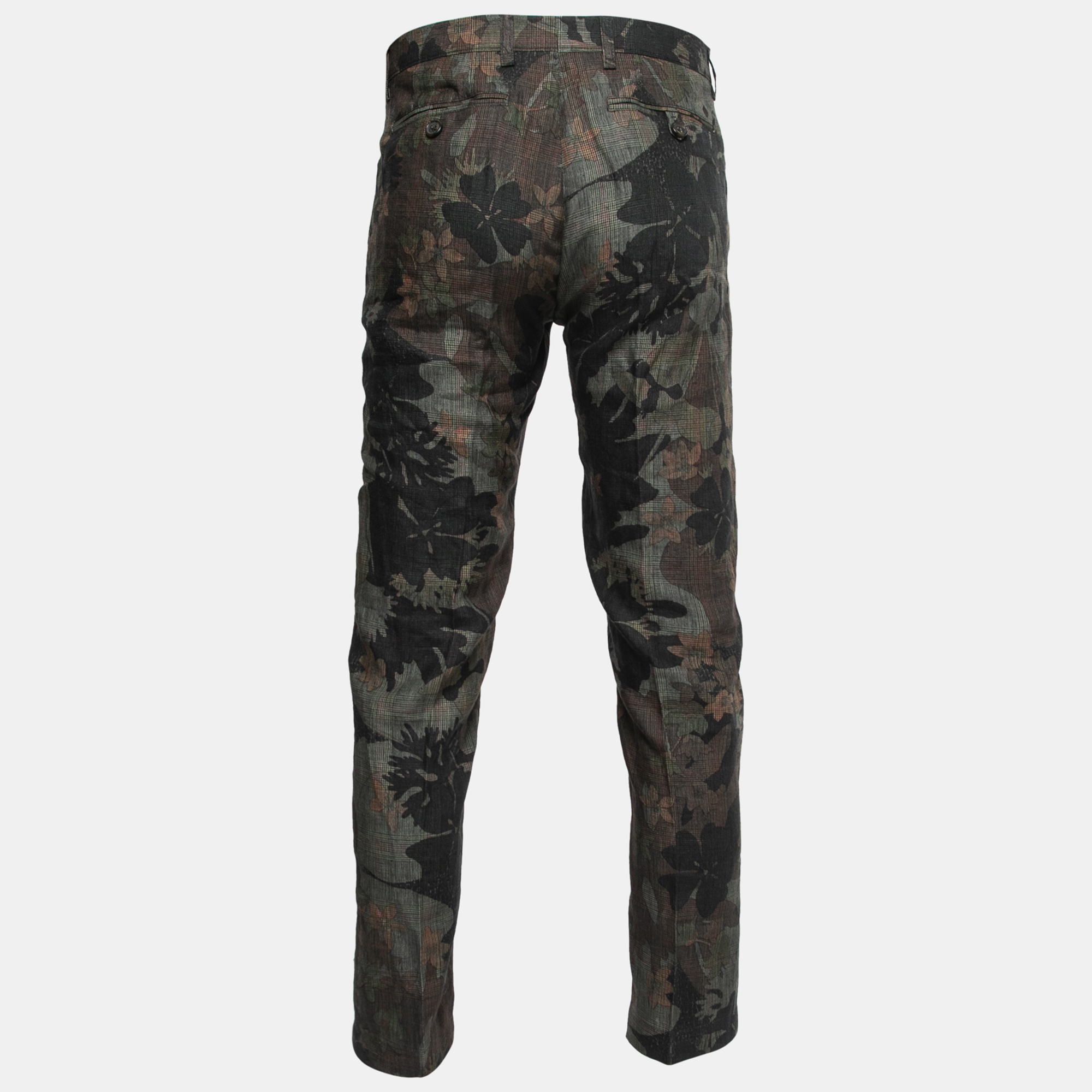 

Etro Dark Green Printed Linen Trousers